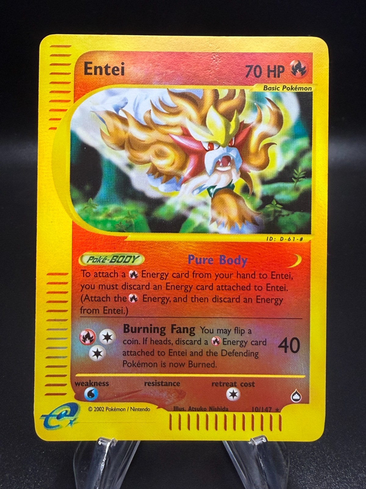 2003 Pokemon Aquapolis ENTEI Reverse Holo Rare #10/147 2003 Pokemon Aquapolis ENTEI Reverse Holo Rare #10/147