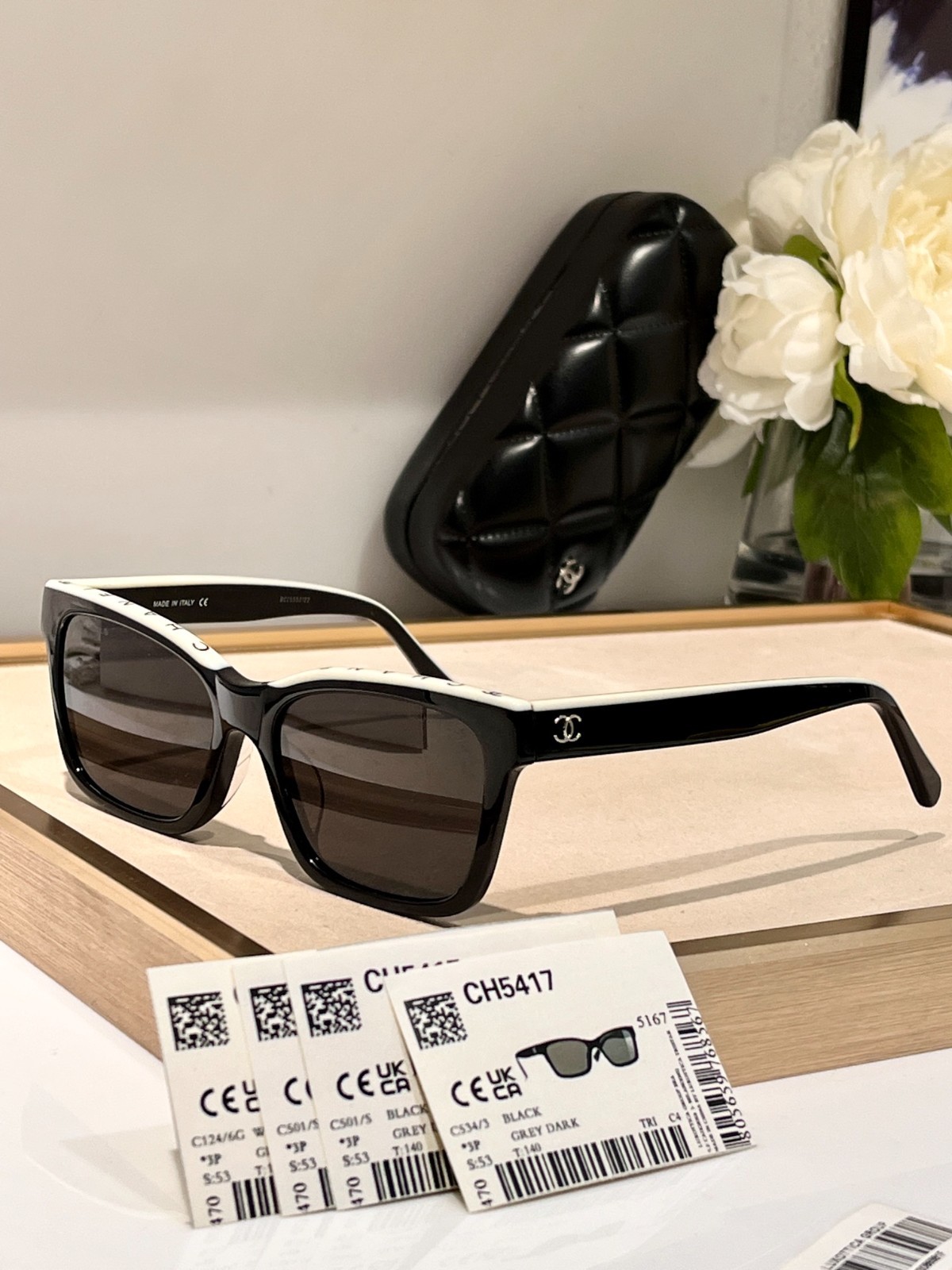 CHANEL CH5417 C501/S8 Polarized Square Sunglasses Black Gray Gradient CHANEL CH5417 C501/S8 Polarized Square Sunglasses Black Gray Gradient