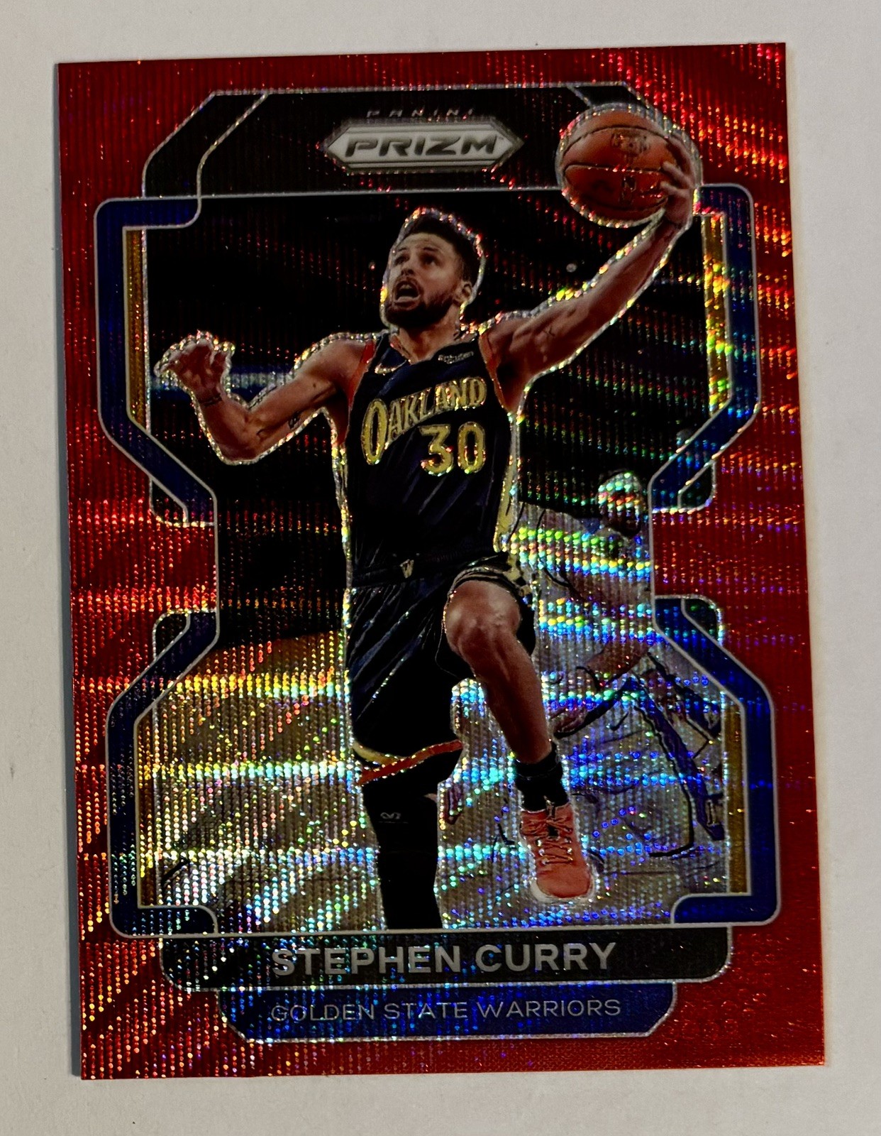 2021-22 Panini Prizm Stephen Curry Ruby Wave Prizm Golden State Warriors #154 2021-22 Panini Prizm Stephen Curry Ruby Wave Prizm Golden State Warriors #154