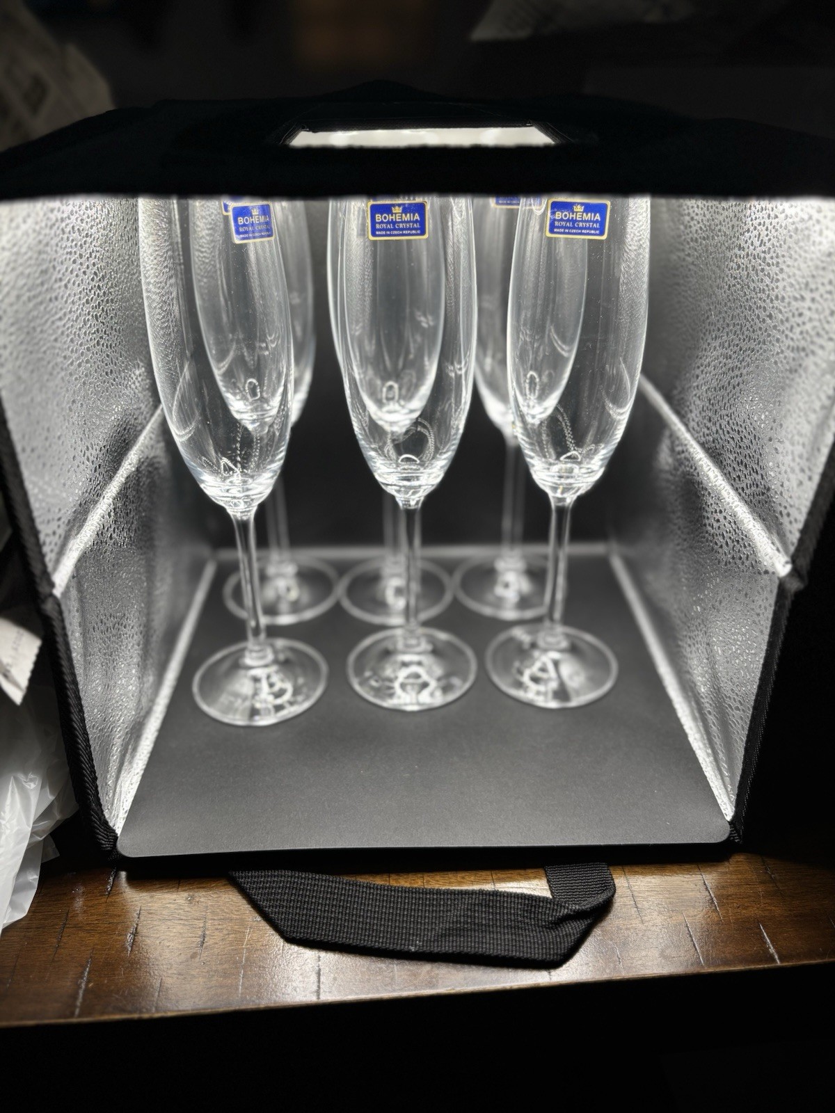 Bohemia Royal Crystal Czech Republic Champagne Glasses Set of 6 Pre Owned,