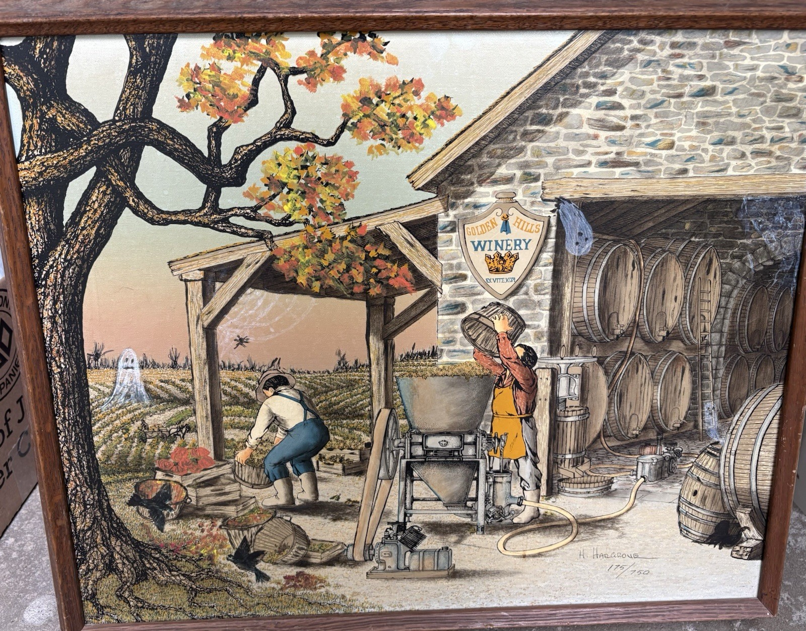 VTG Spooky Thrift Store Art Painting Framed H. Hargrove 175/750 Halloween *READ* VTG Spooky Thrift Store Art Painting Framed H. Hargrove 175/750 Halloween *READ*