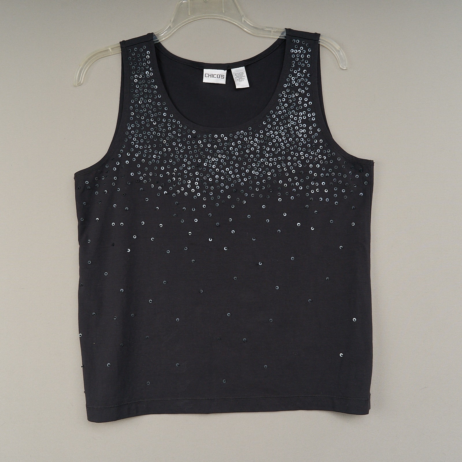 Chico\'s Sequin Tank Top Womens Size 16 / XL Black Sleeveless Chico\'s Sequin Tank Top Womens Size 16 / XL Black Sleeveless
