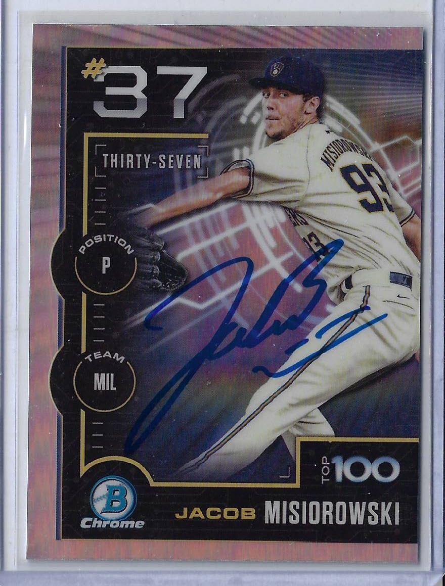 Jacob Misiorowski Autographed 2025 Bowman Top 100 BTP37 Rookie Card RC CY YOUNG