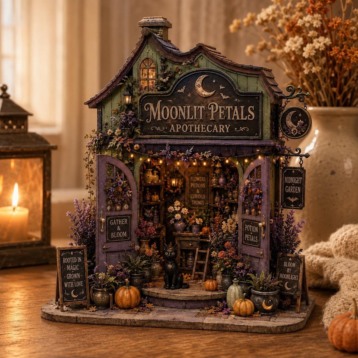 Personalized Witchy Apothecary Wooden Block, Halloween Cottage Decor