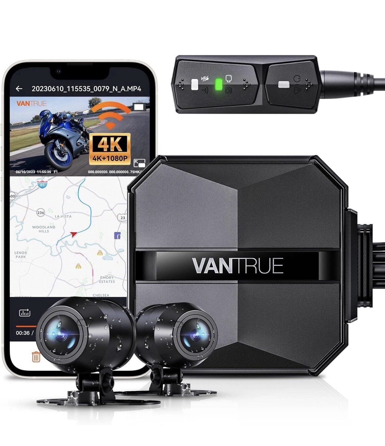Vantrue Falcon 1 (F1) Motorcycle 4K Dashcam (4K + 1080P) GPS | WiFi 1TB Support Vantrue Falcon 1 (F1) Motorcycle 4K Dashcam (4K + 1080P) GPS | WiFi 1TB Support