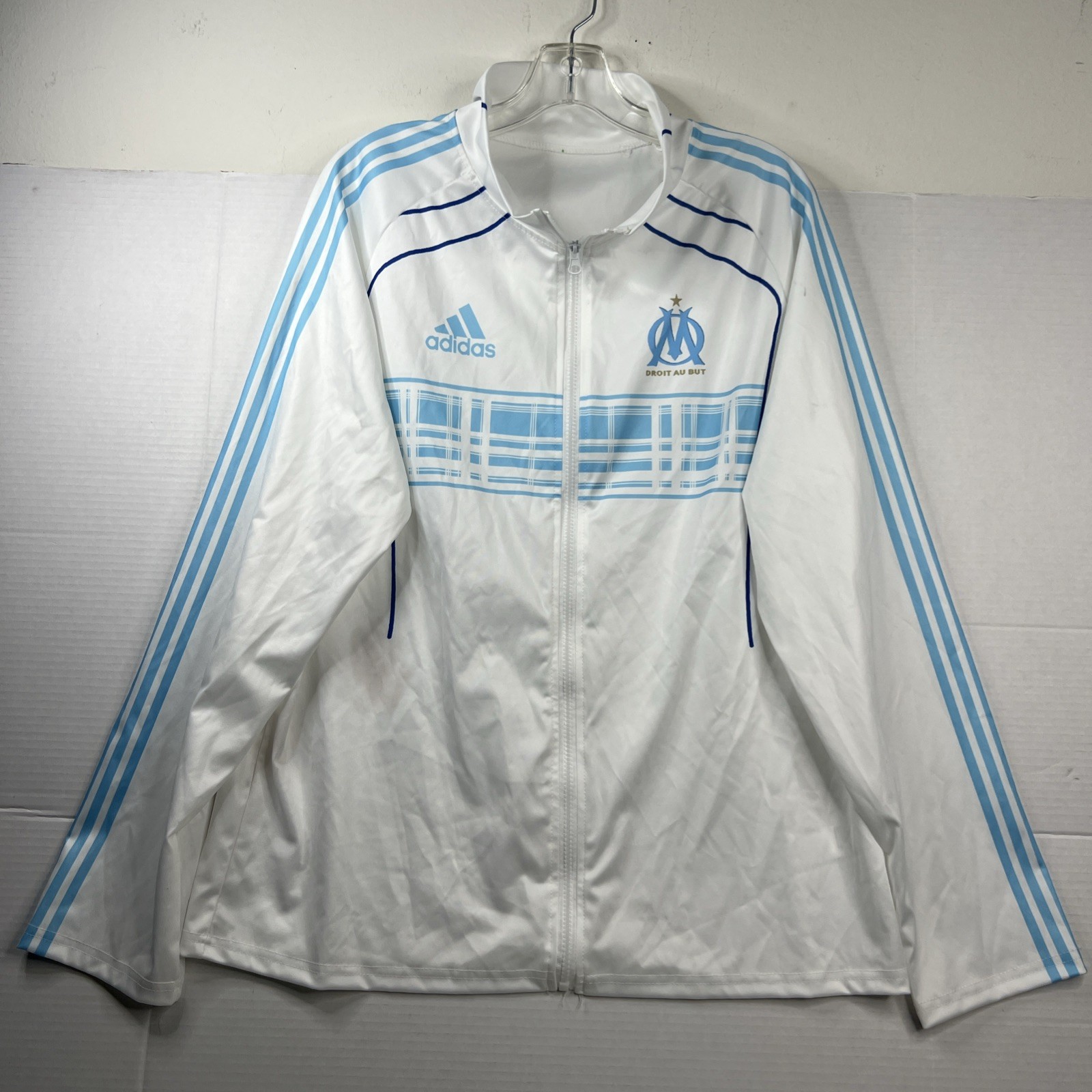 Adidas Olympique Marseille Presentation Jacket 2010 White Blue NO TAG Adidas Olympique Marseille Presentation Jacket 2010 White Blue NO TAG
