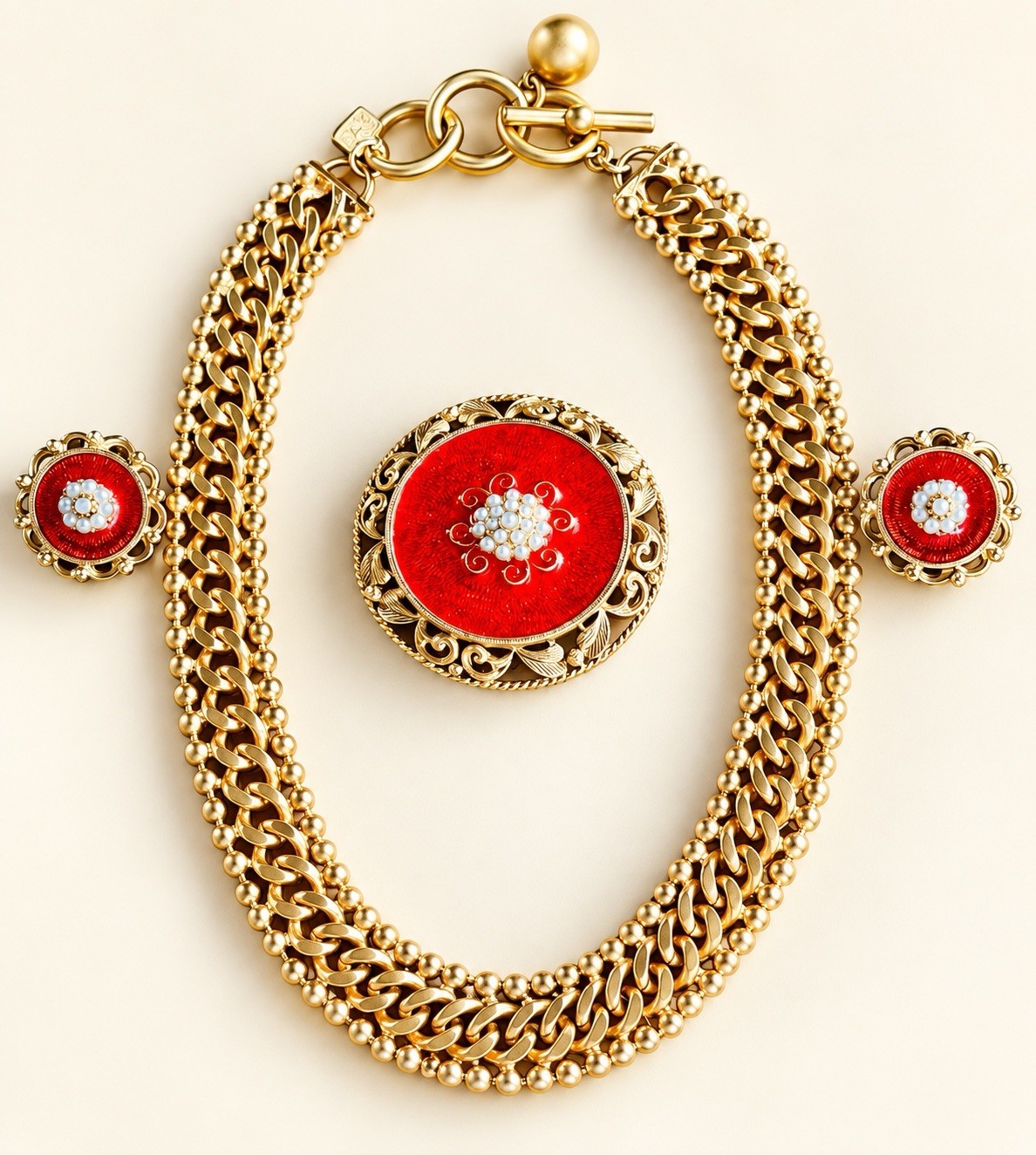 Vintage Anne Klein Necklace Florenza Brooch Earrings Signed Classic Jewelry Lot