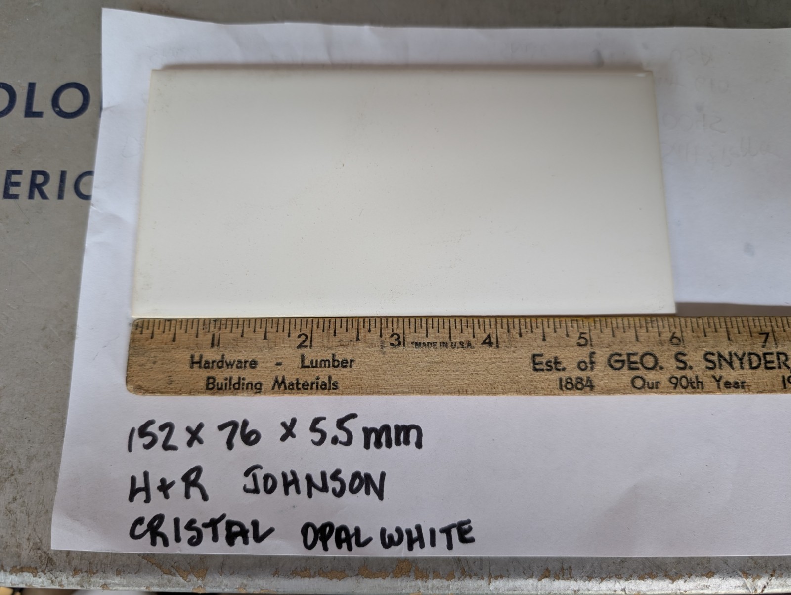 2 pcs Vintage H&R Johnson Opal White Ceramic Tile Subway 3x6 Non Spacing 5.5 mm 2 pcs Vintage H&R Johnson Opal White Ceramic Tile Subway 3x6 Non Spacing 5.5 mm