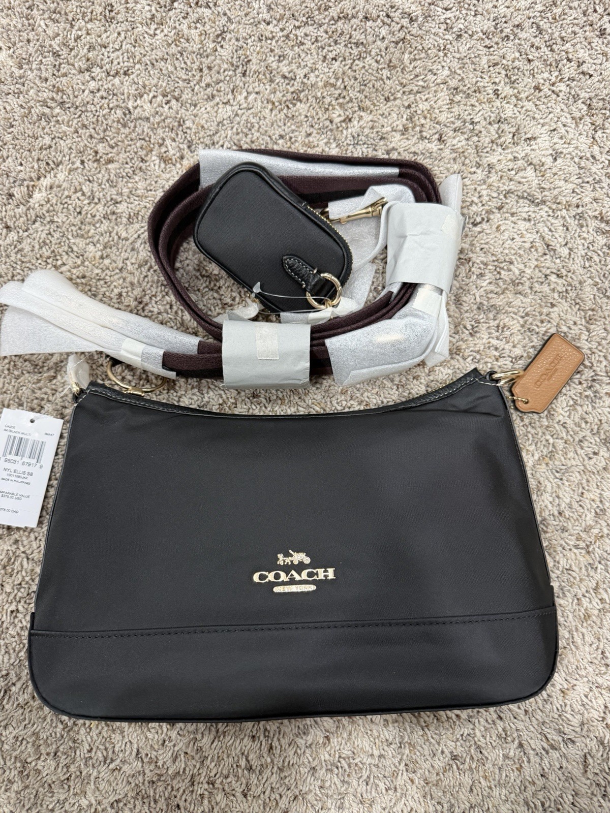 Coach CA205 Ellis Shoulder Bag Black Nylon Crossbody Mini Pouch Gold New Coach CA205 Ellis Shoulder Bag Black Nylon Crossbody Mini Pouch Gold New
