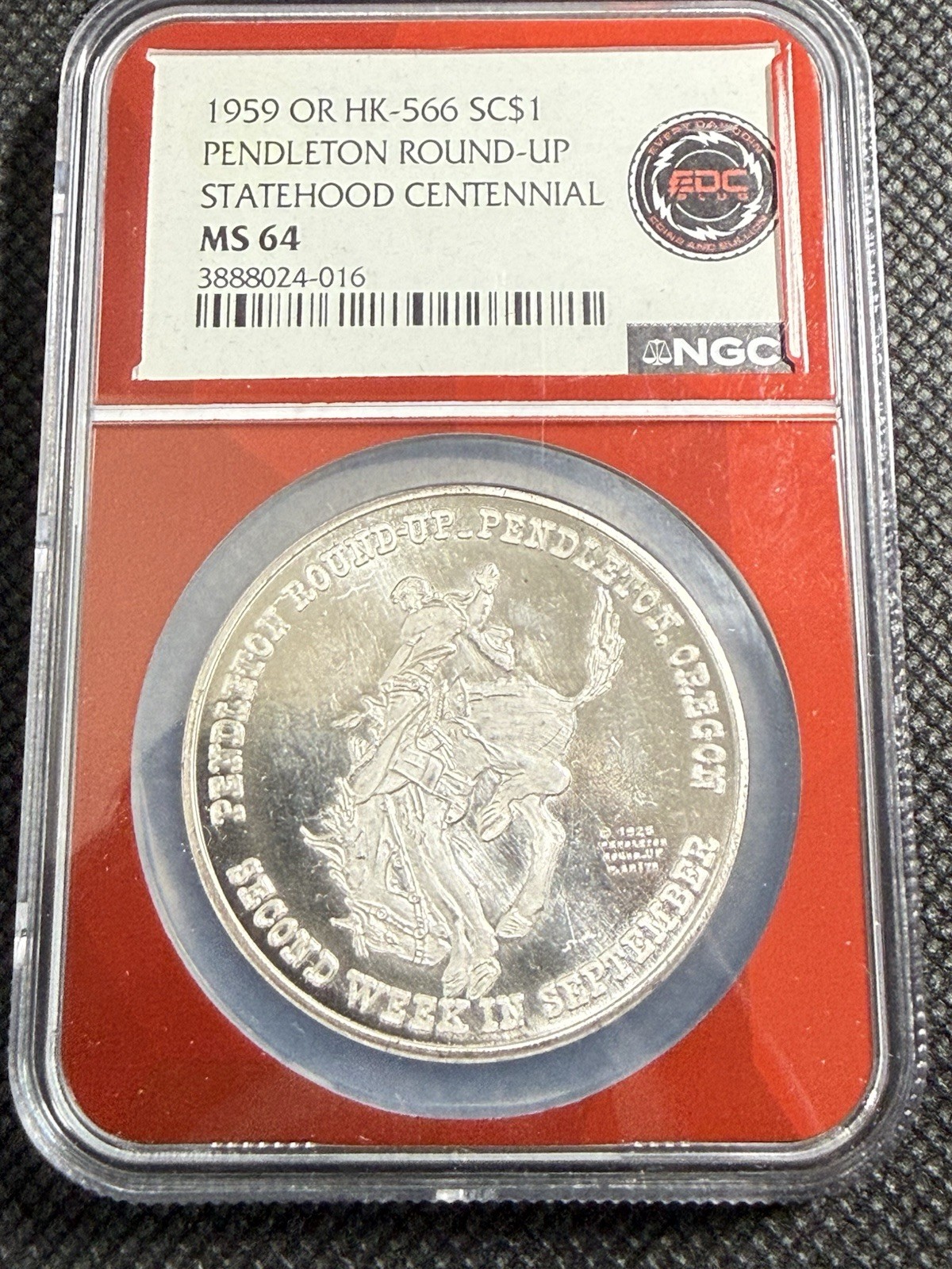 1959 Oregon Pendleton Round-Up HK-566 Sterling Silver NGC MS64 EDC SC$1