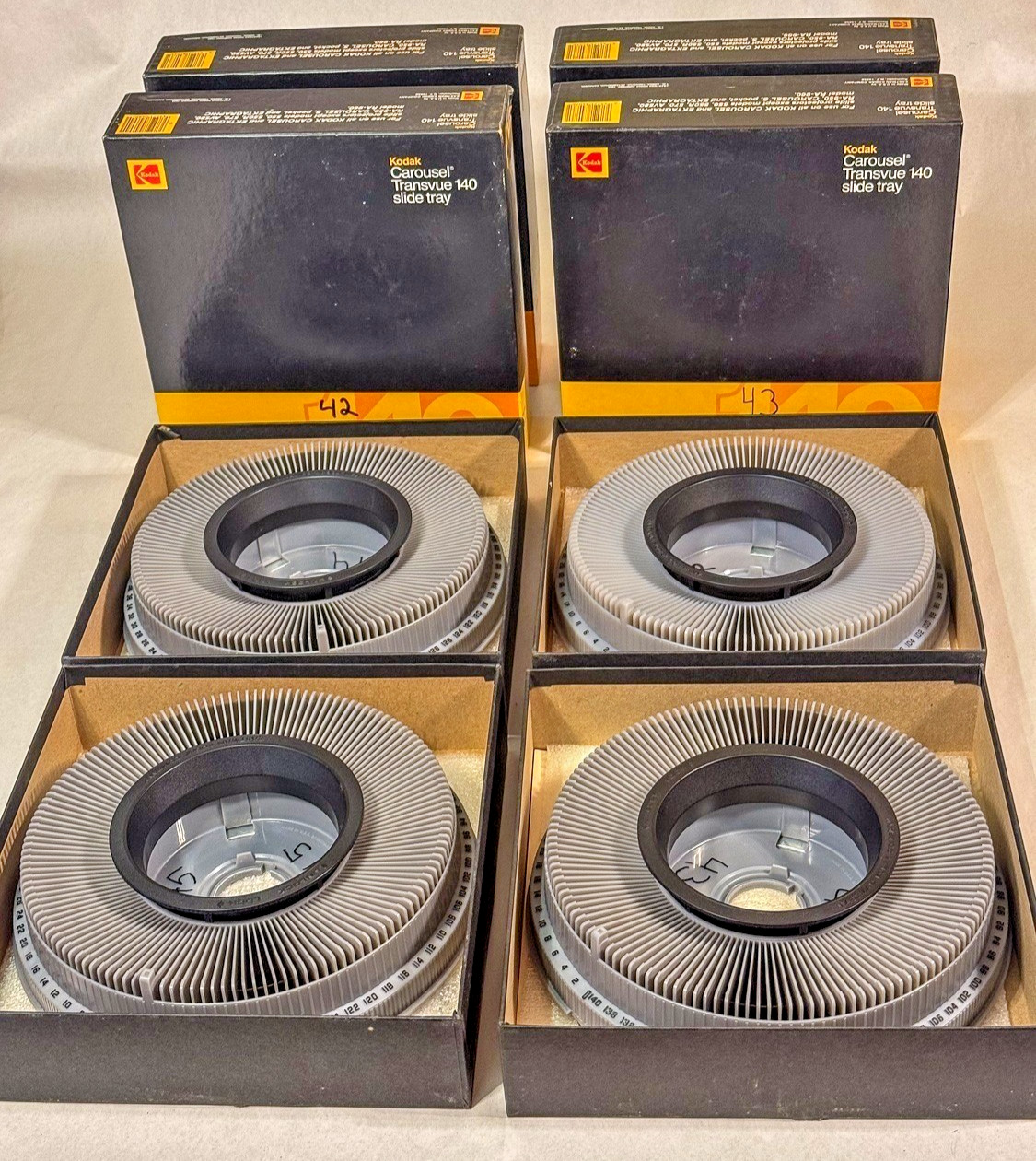 4 Pack Kodak Carousel Transvue 140 Slide Tray Original Box Mint Tested 4 Pack Kodak Carousel Transvue 140 Slide Tray Original Box Mint Tested