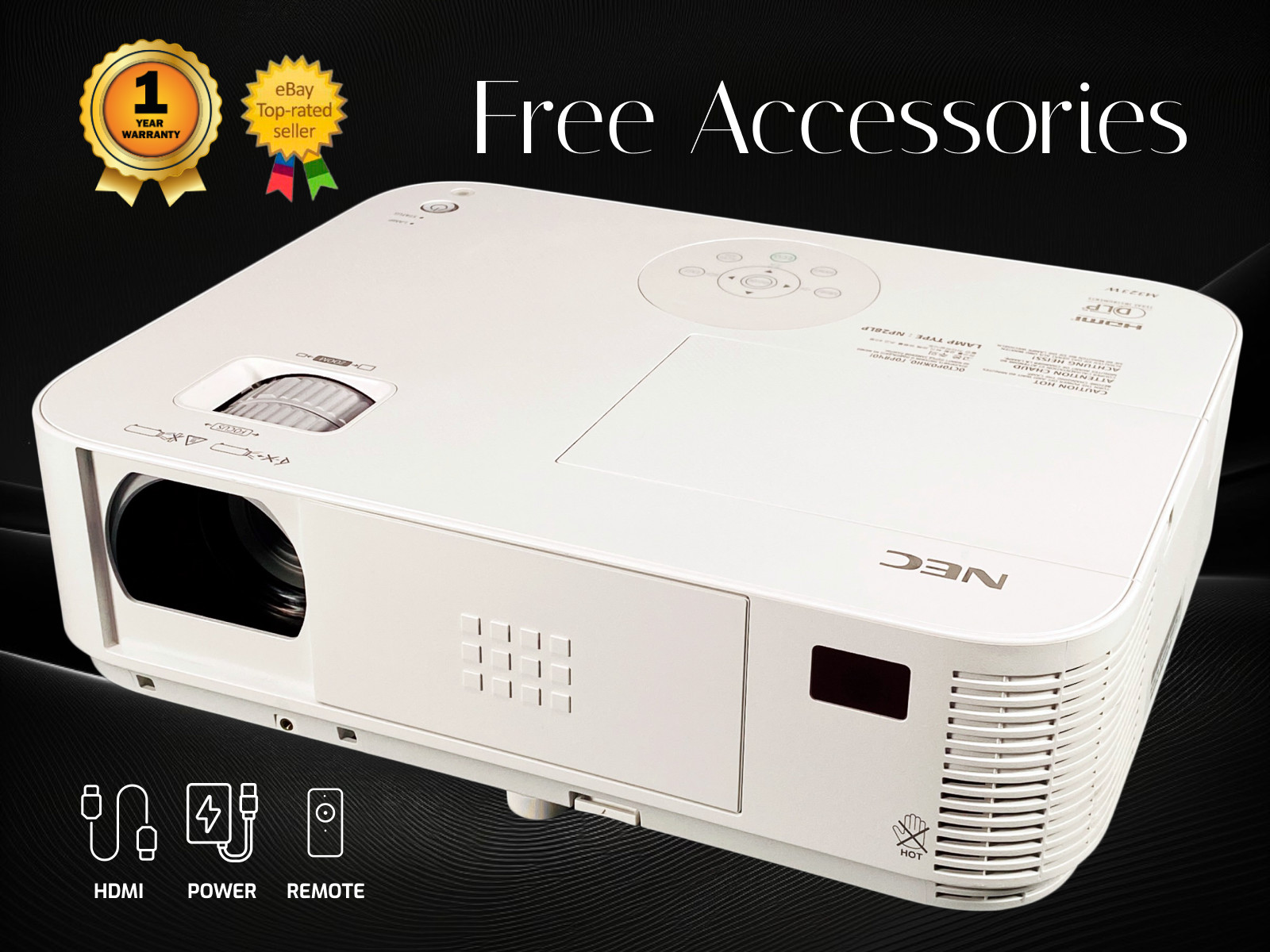 REFURBISHED NEC M323W DLP 4K Projector for Gaming 3200 Lumens 3D 2160p w/Kit
