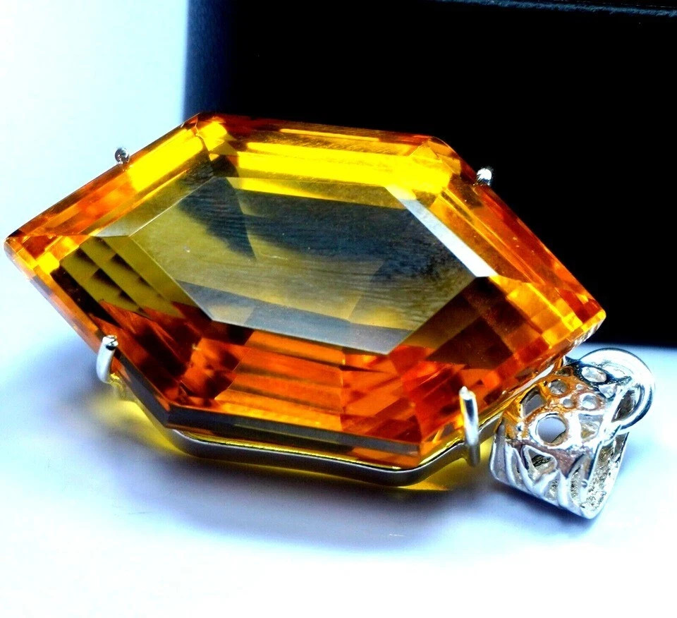 Natural 80 Ct Citrine Fancy Cut Certified Gem 925 Sterling Silver Pendant Natural 80 Ct Citrine Fancy Cut Certified Gem 925 Sterling Silver Pendant