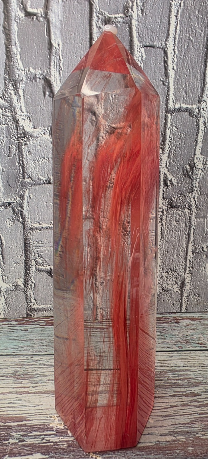 🔥 SMELTING QUARTZ Crystal Point – Large Red/Orange Polished Tower – 132.5g