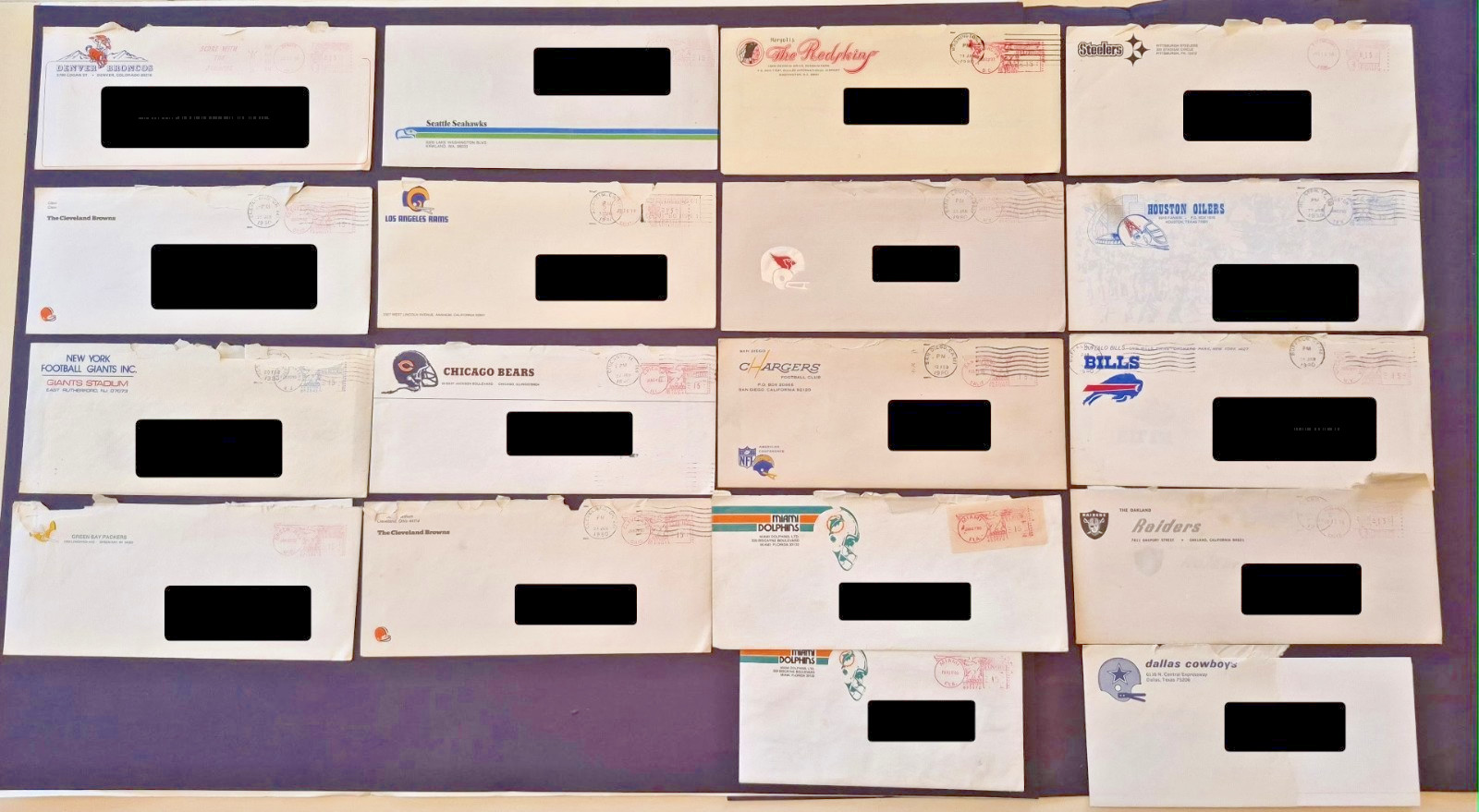 RARE 17 SIGNED NFL Football Team Letters/Documents 1980 Owners, Coaches, Players