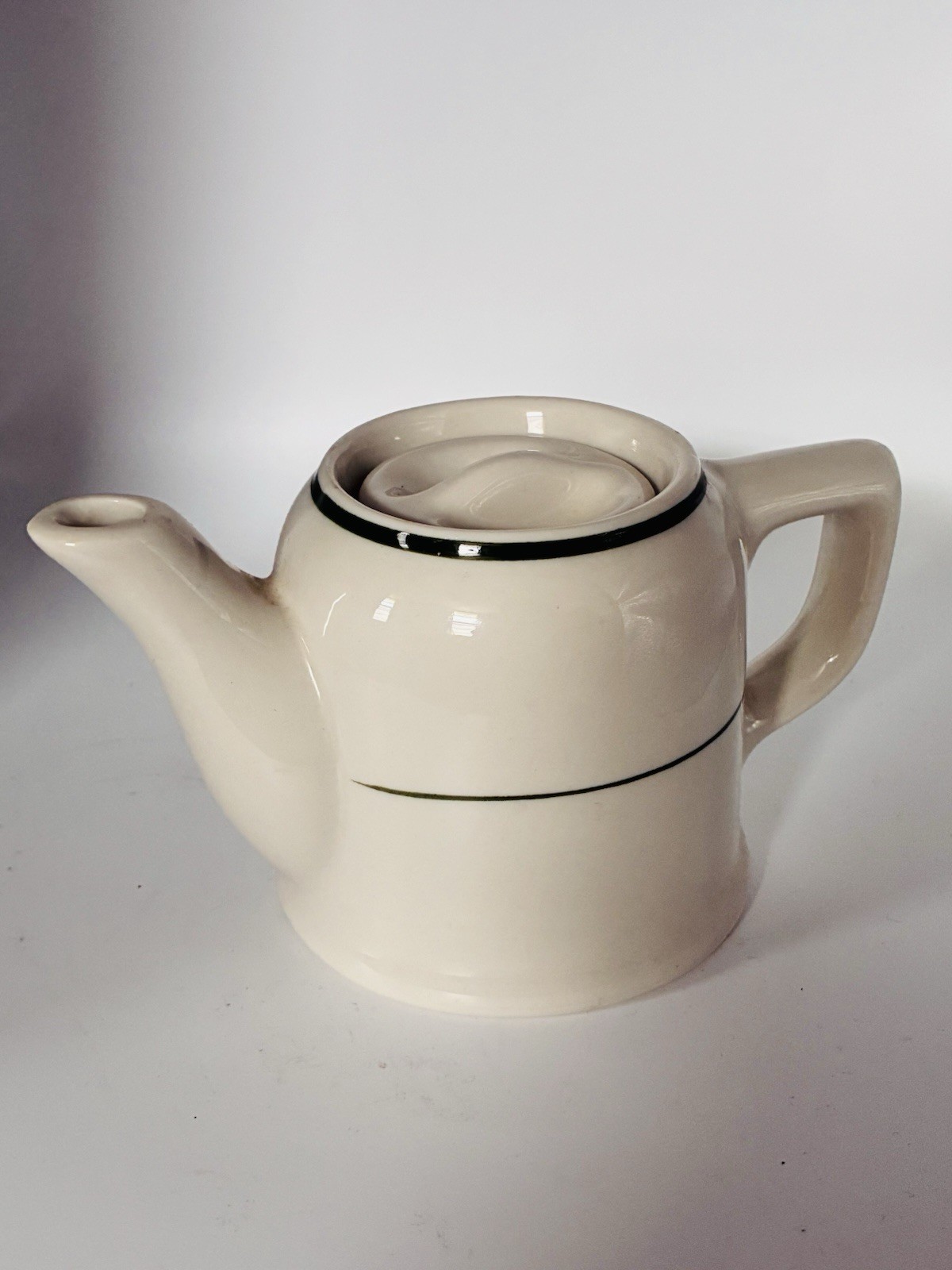 Caribe China Vintage Restaurant Ware TEA POT with Lid - Green Trim Puerto Rico