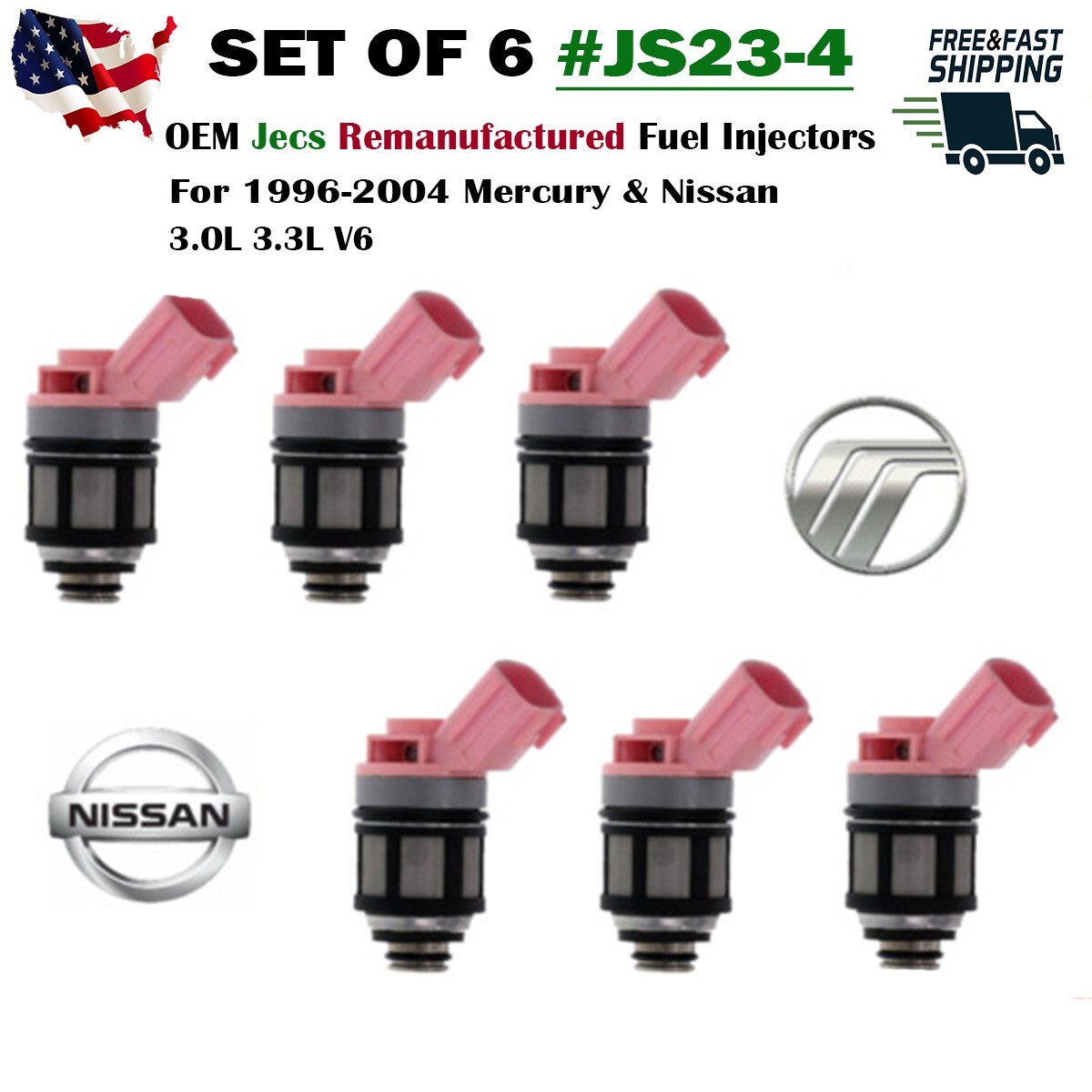 x6 OEM Jecs Fuel Injector for 1996-2000 Nissan Pathfinder 3.3L V6 #JS23-4 x6 OEM Jecs Fuel Injector for 1996-2000 Nissan Pathfinder 3.3L V6 #JS23-4