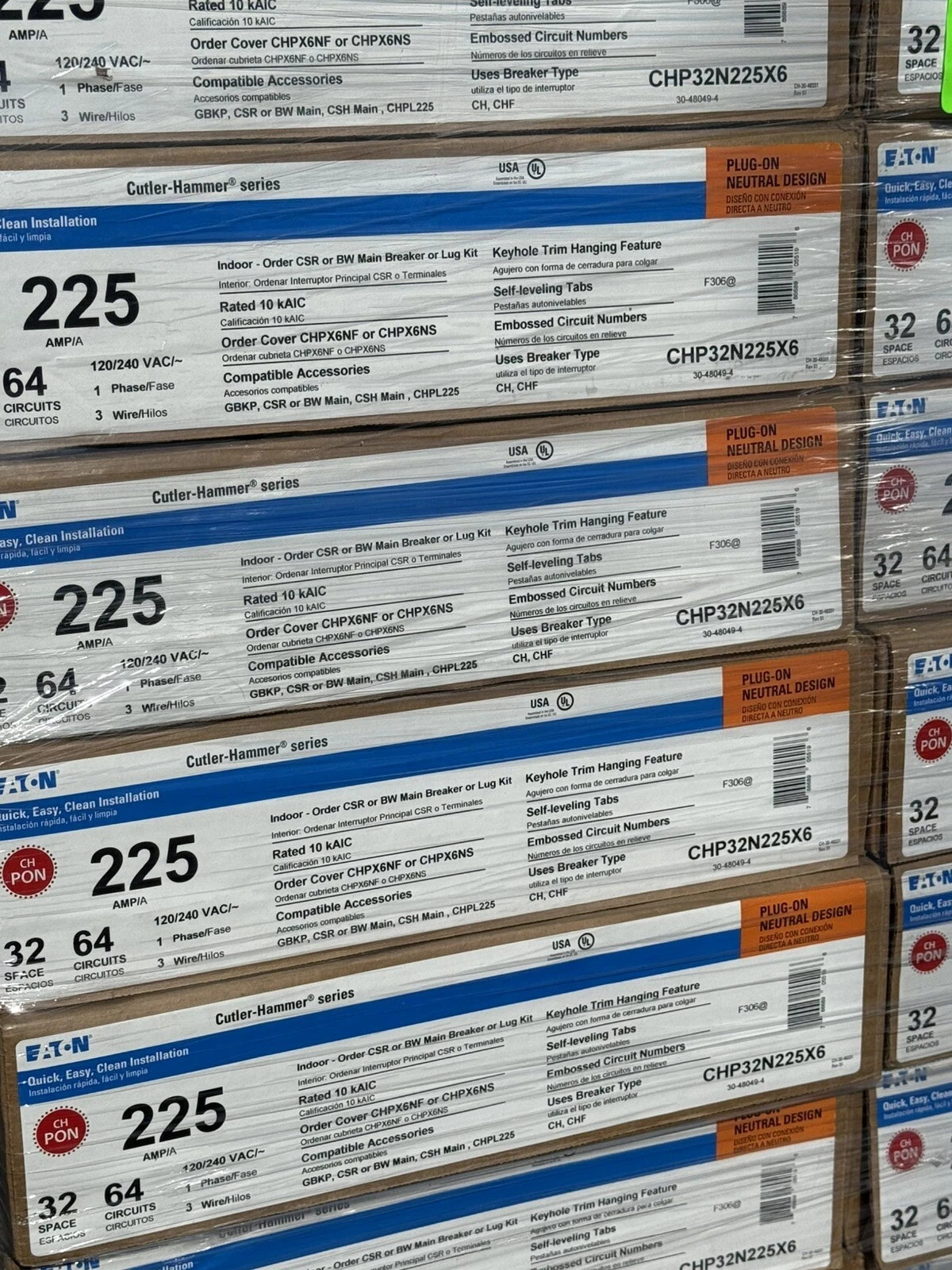 NEW EATON CHP32N225X6 CH Plug-On Neutral 225A Convertible Loadcenter Brand New NEW EATON CHP32N225X6 CH Plug-On Neutral 225A Convertible Loadcenter Brand New
