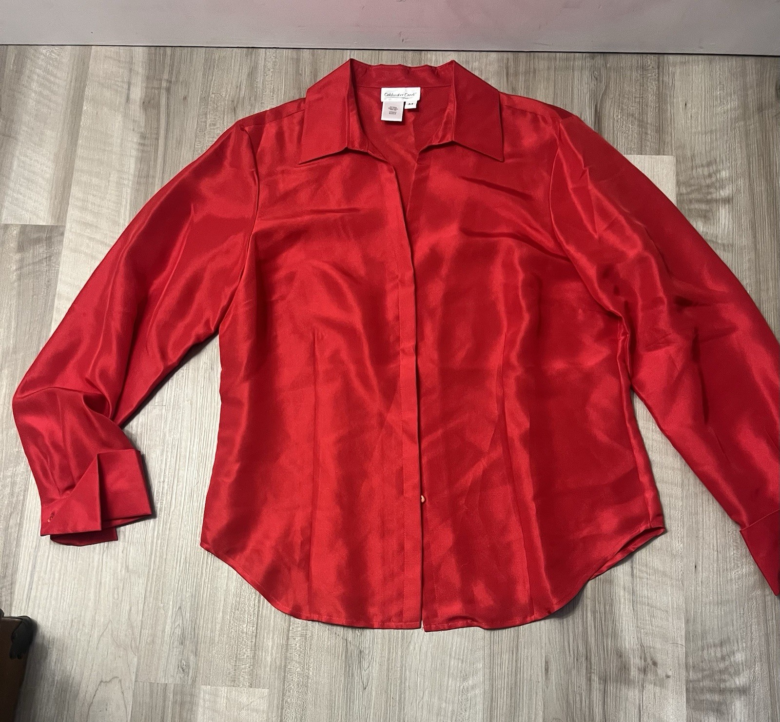 Coldwater Creek 100% Silk Blouse Womens M Red Button Down Y2K Vintage Shirt Coldwater Creek 100% Silk Blouse Womens M Red Button Down Y2K Vintage Shirt