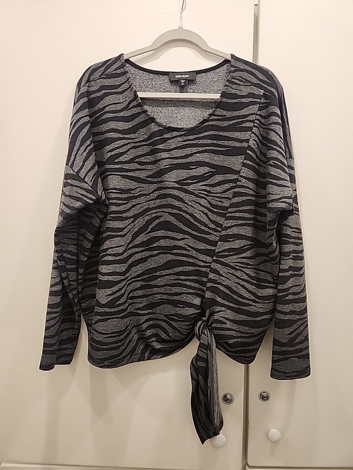 Karen Kane Side Tie Top in Zebra Size XL