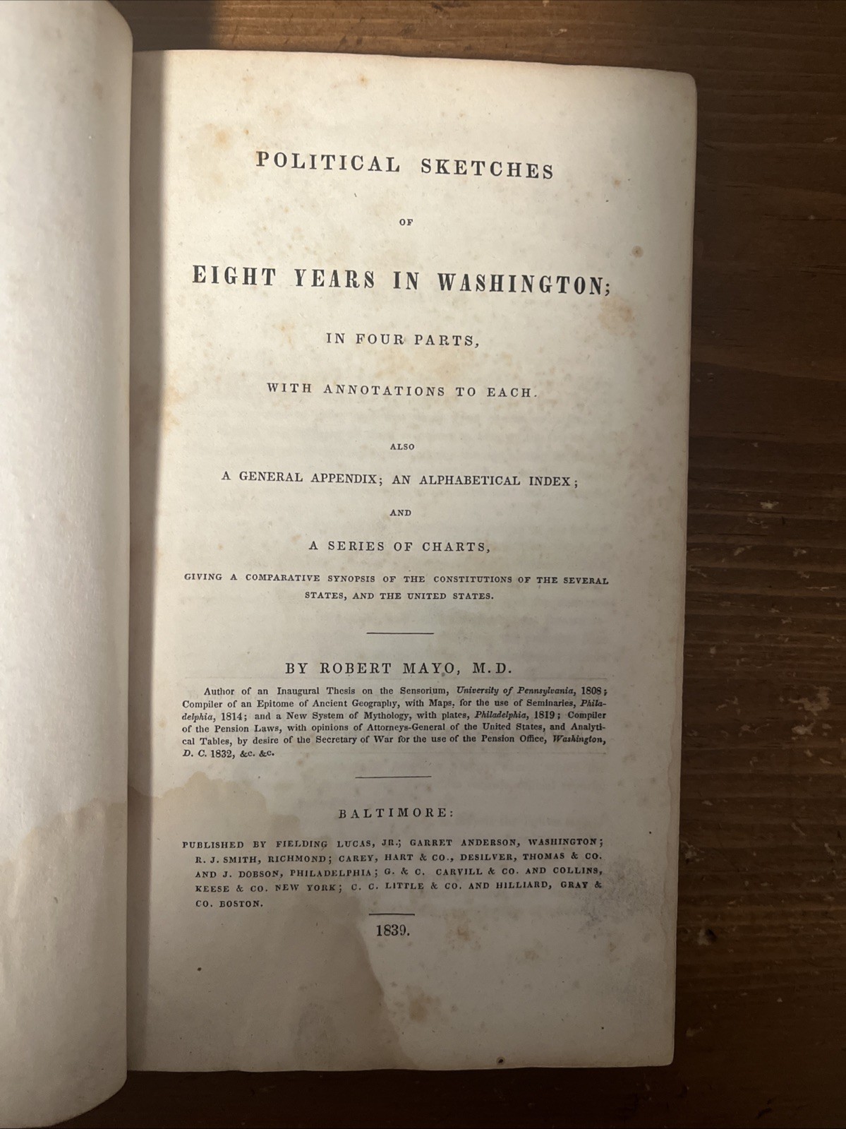 Rare 1839 Poltical Sketches Of Eight Years In Washington Rare 1839 Poltical Sketches Of Eight Years In Washington