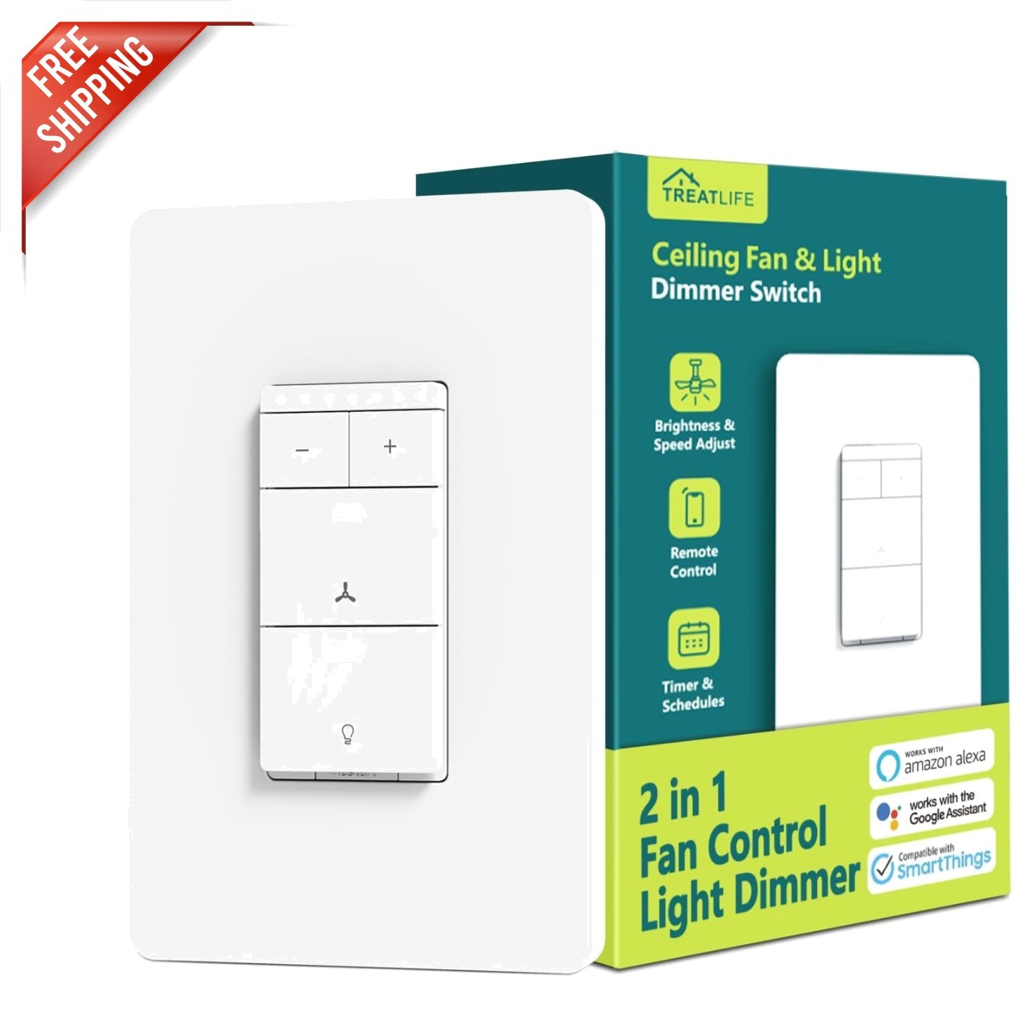 Certified Smart Light & Fan Control – 4-Speed Dimming & Scheduling Features Certified Smart Light & Fan Control – 4-Speed Dimming & Scheduling Features