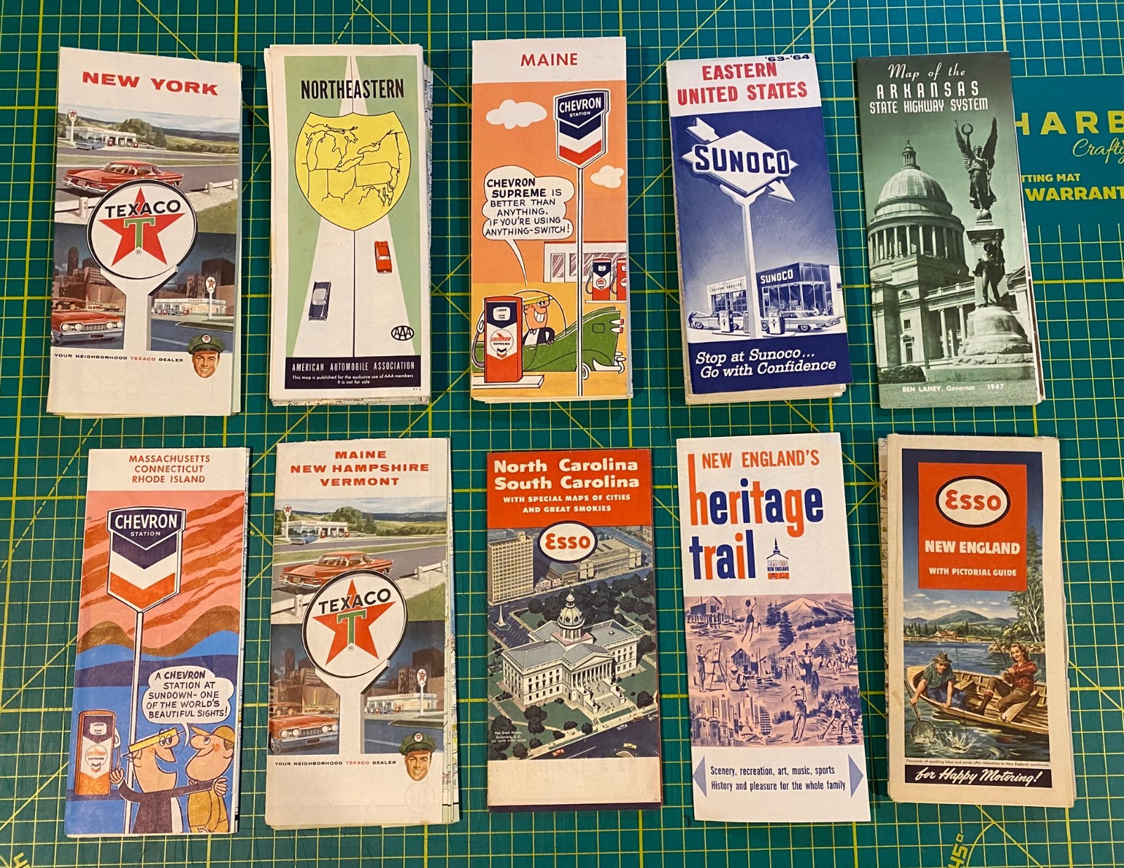 Vintage Texaco Chevron Esso Sunoco Road Maps Lot 1940s-60s Gas Station Ephemera Vintage Texaco Chevron Esso Sunoco Road Maps Lot 1940s-60s Gas Station Ephemera