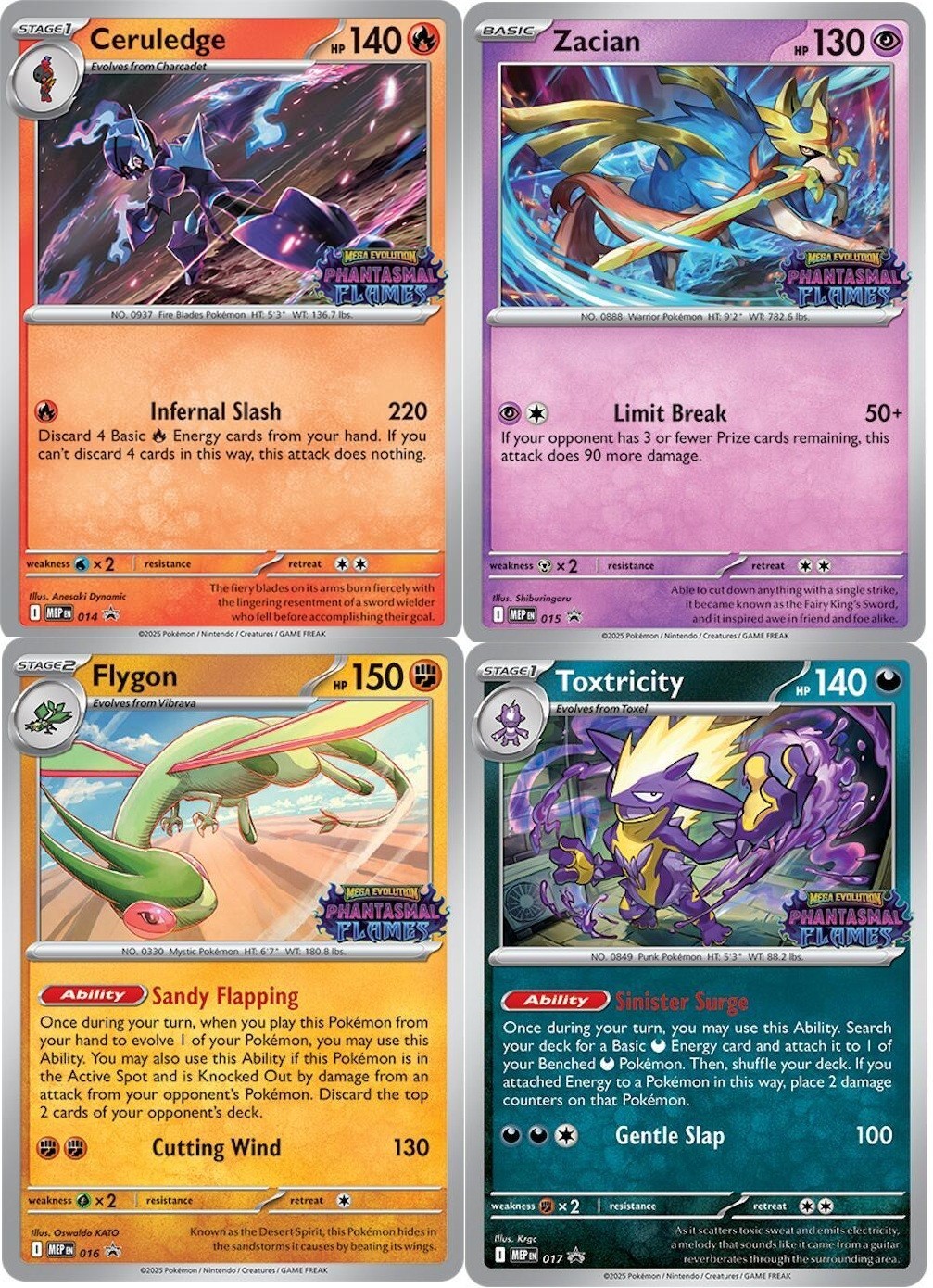 Pokemon Phantasmal Flames Stamped Pre-Release 014 015 016 017 Promo Set Holo MEP
