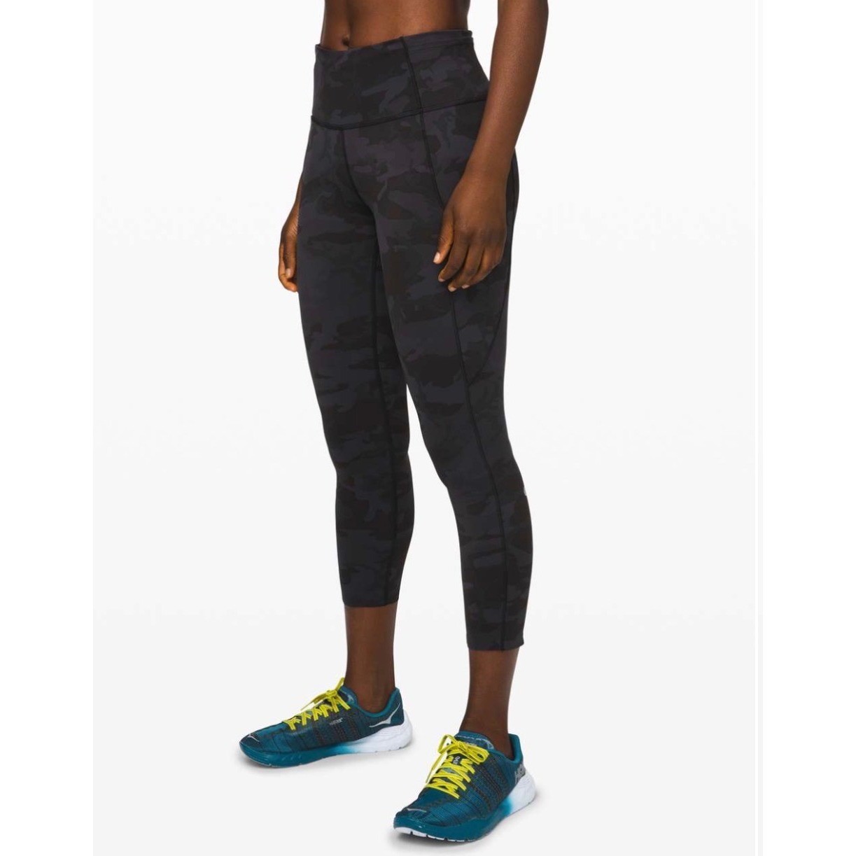 Lululemon Fast and Free Tight Women 8 Black Camo High Rise 25\ Lululemon Fast and Free Tight Women 8 Black Camo High Rise 25\