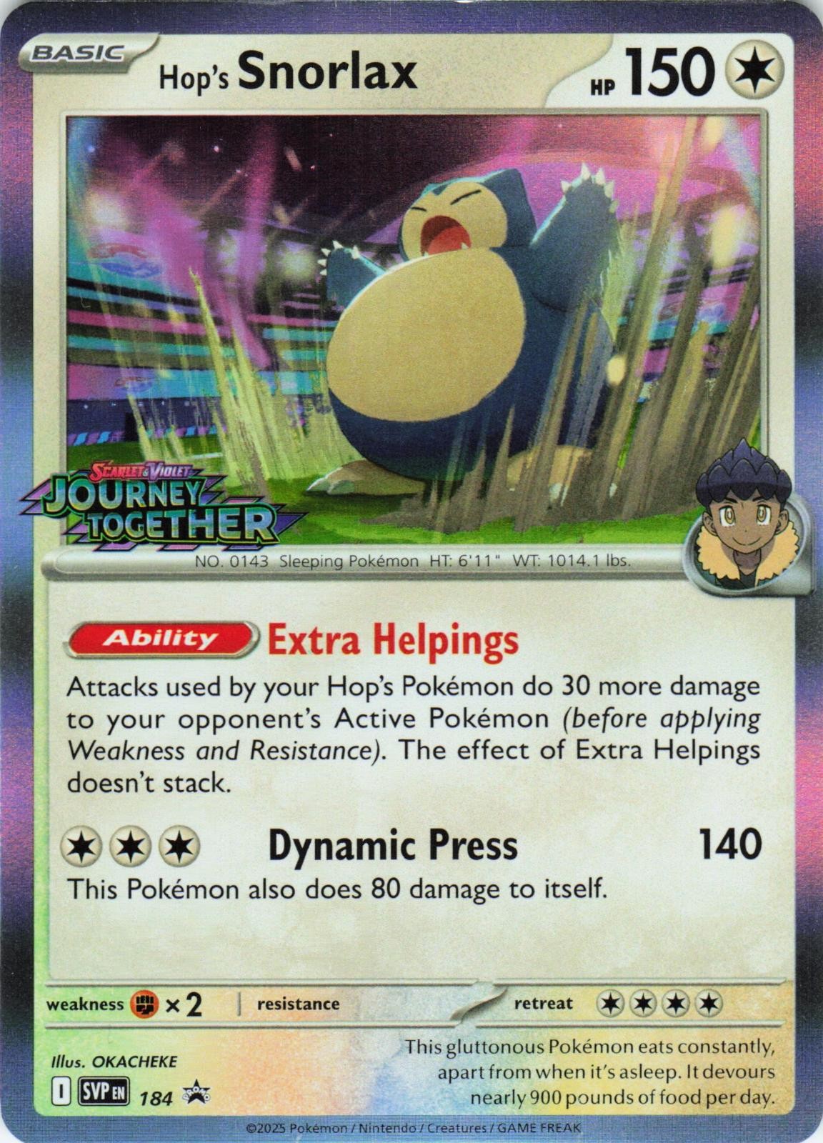 Hop's Snorlax (Prerelease) 184 Scarlet & Violet Promo Promo Holo LP