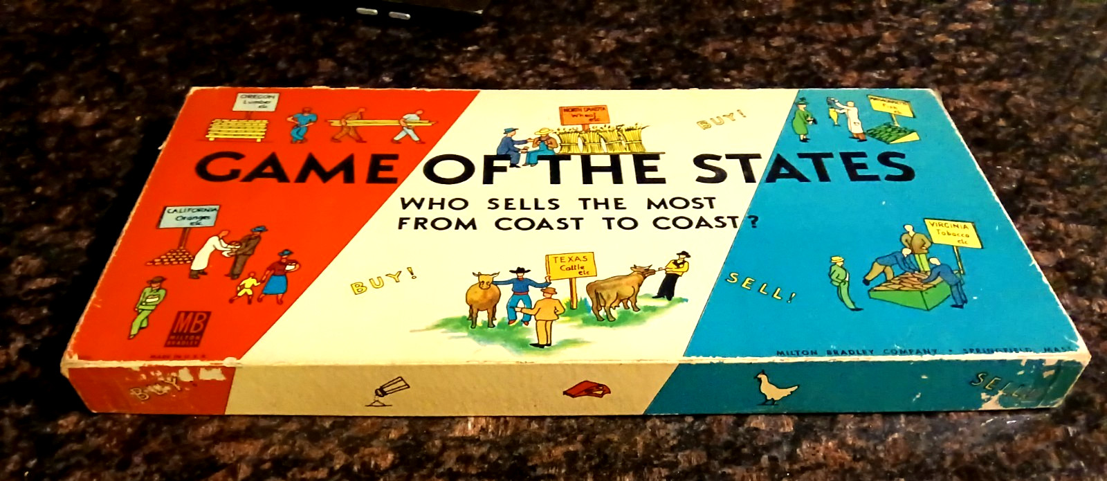 Old vintage Board Game Of The States With Box 100% Complete 1940 Old vintage Board Game Of The States With Box 100% Complete 1940