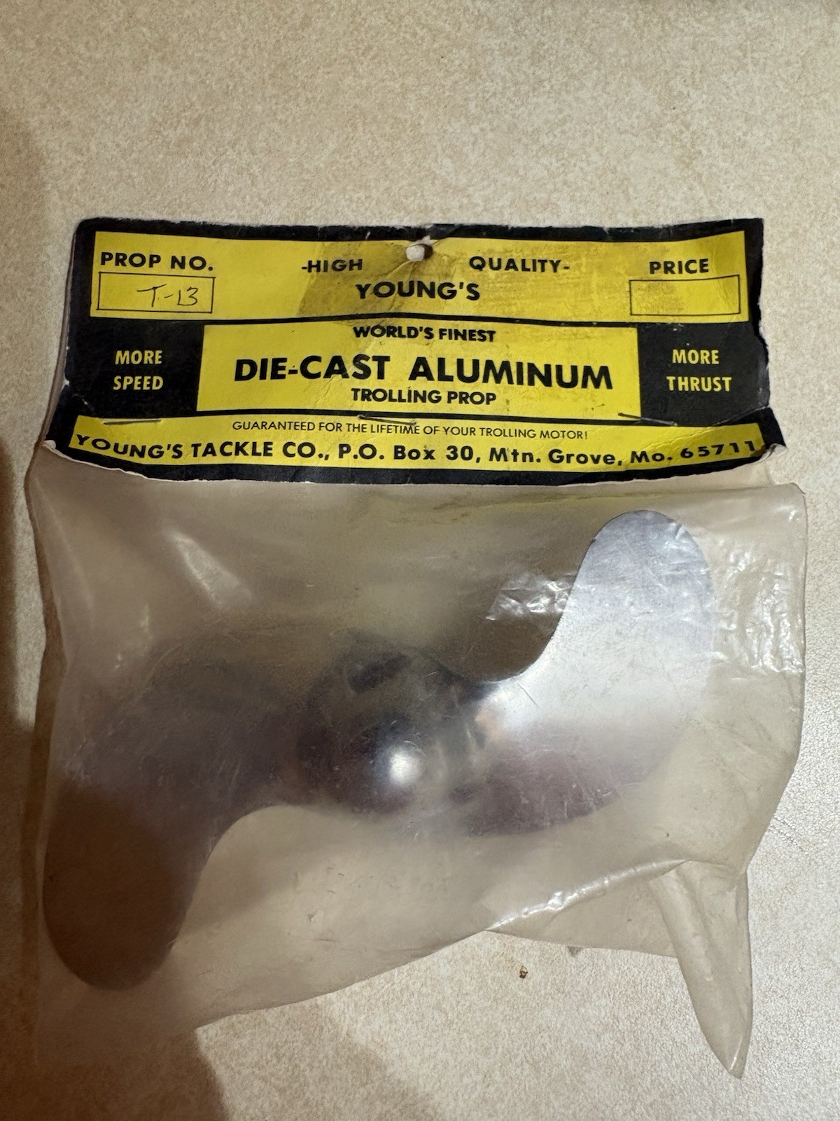 Vintage Young's T-13 Die-Cast Aluminum Trolling Prop OMC Evinrude Johnson Vintage Young's T-13 Die-Cast Aluminum Trolling Prop OMC Evinrude Johnson