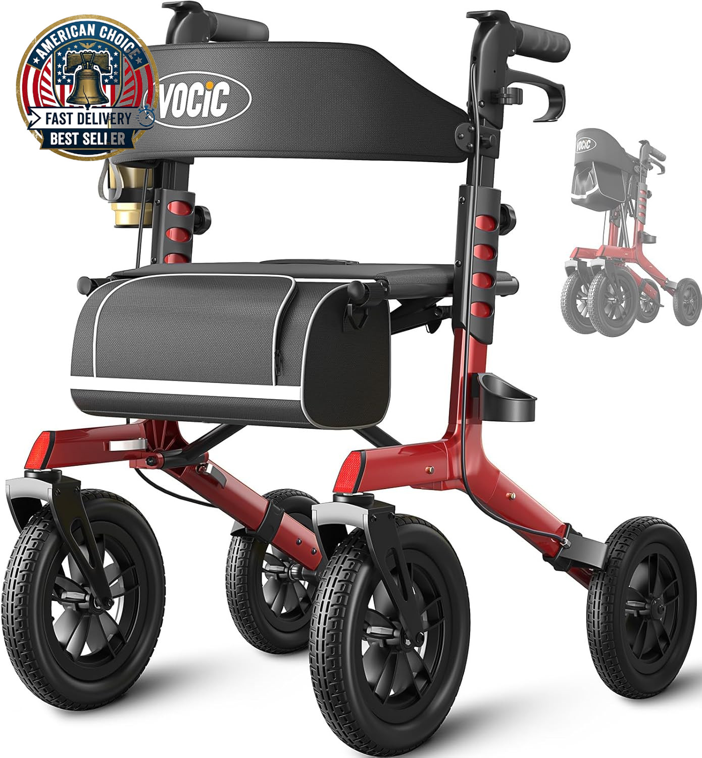 Walker with Seat for Seniors, Z57 Outdoor Rollator Walker with 12