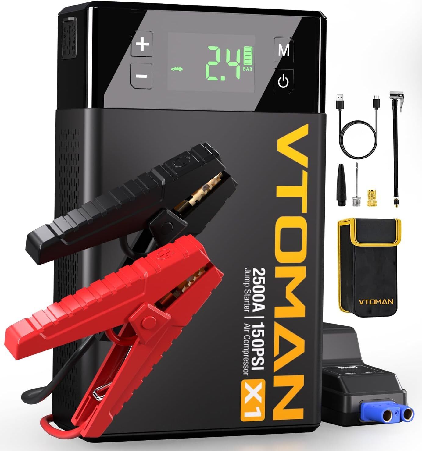 VTOMAN Car Jump Starter with Air Compressor Power Bank Battery Charger Booster 
