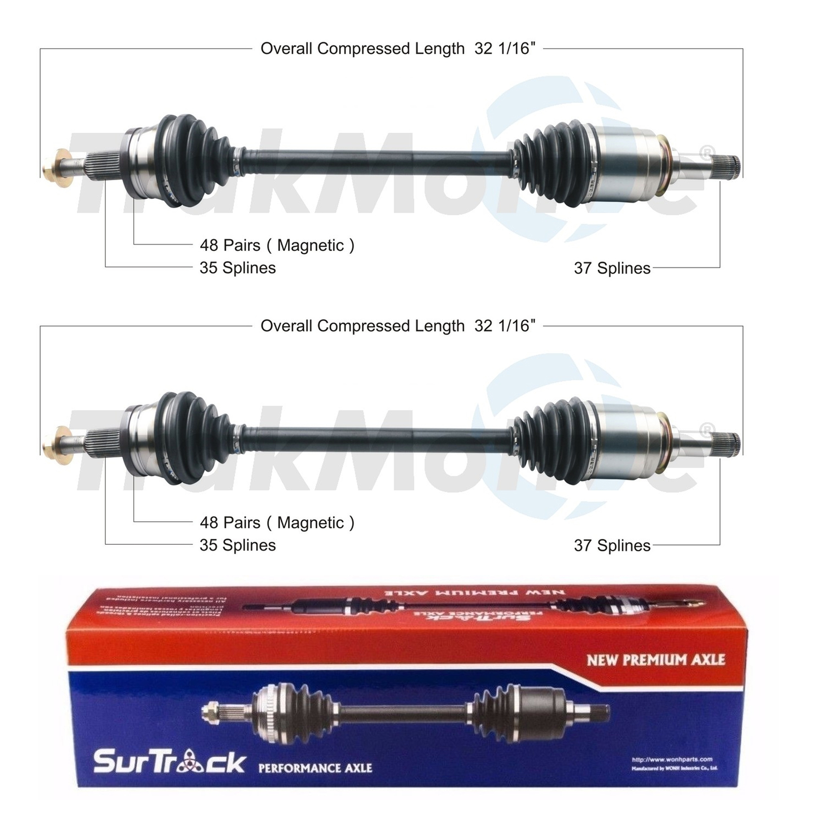 SurTrack Pair Set of 2 Rear CV Axle Shafts For 300 Dodge Challenger Charger