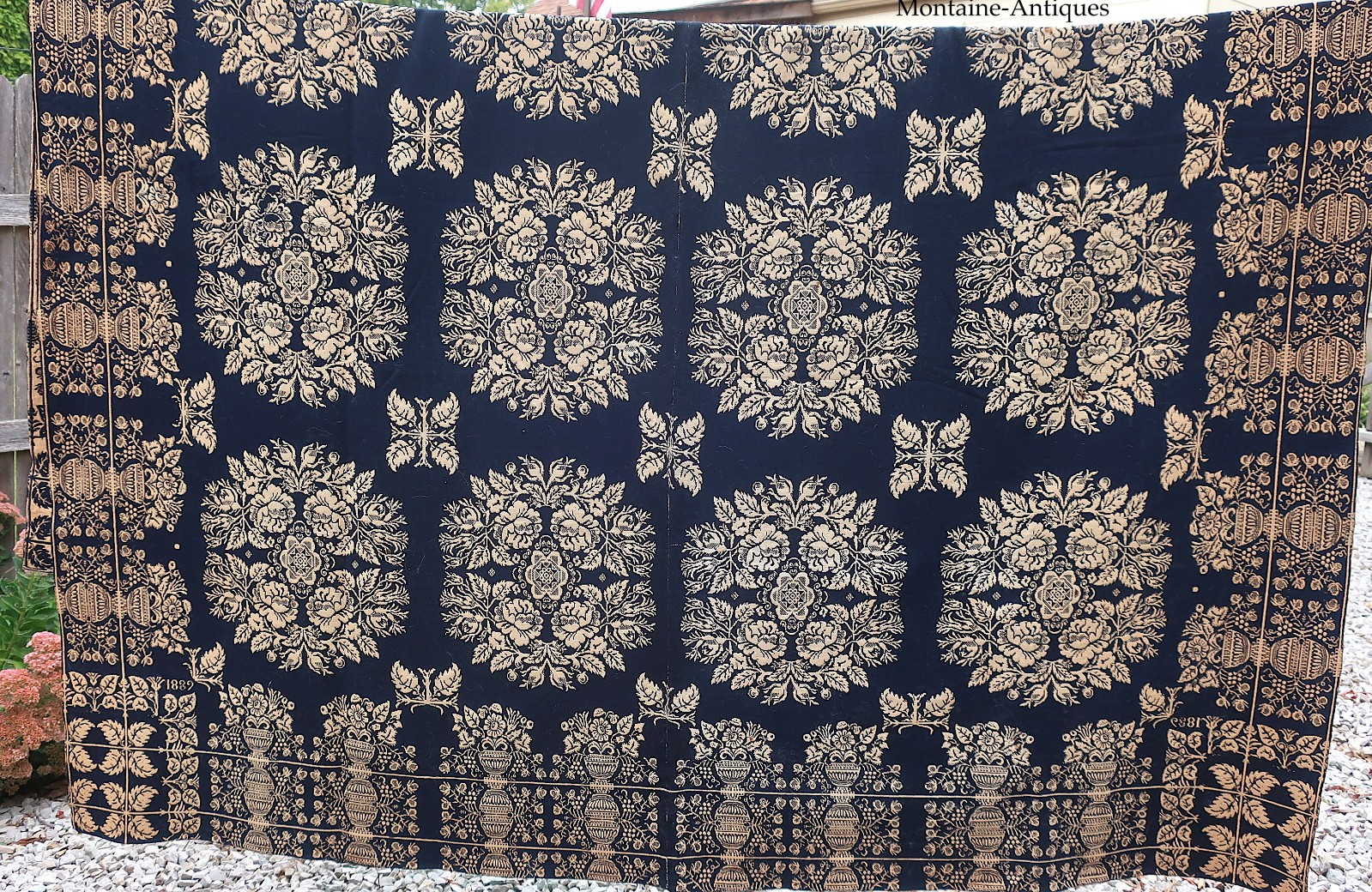 Antique Jacquard Coverlet dated 1838 Antique Jacquard Coverlet dated 1838