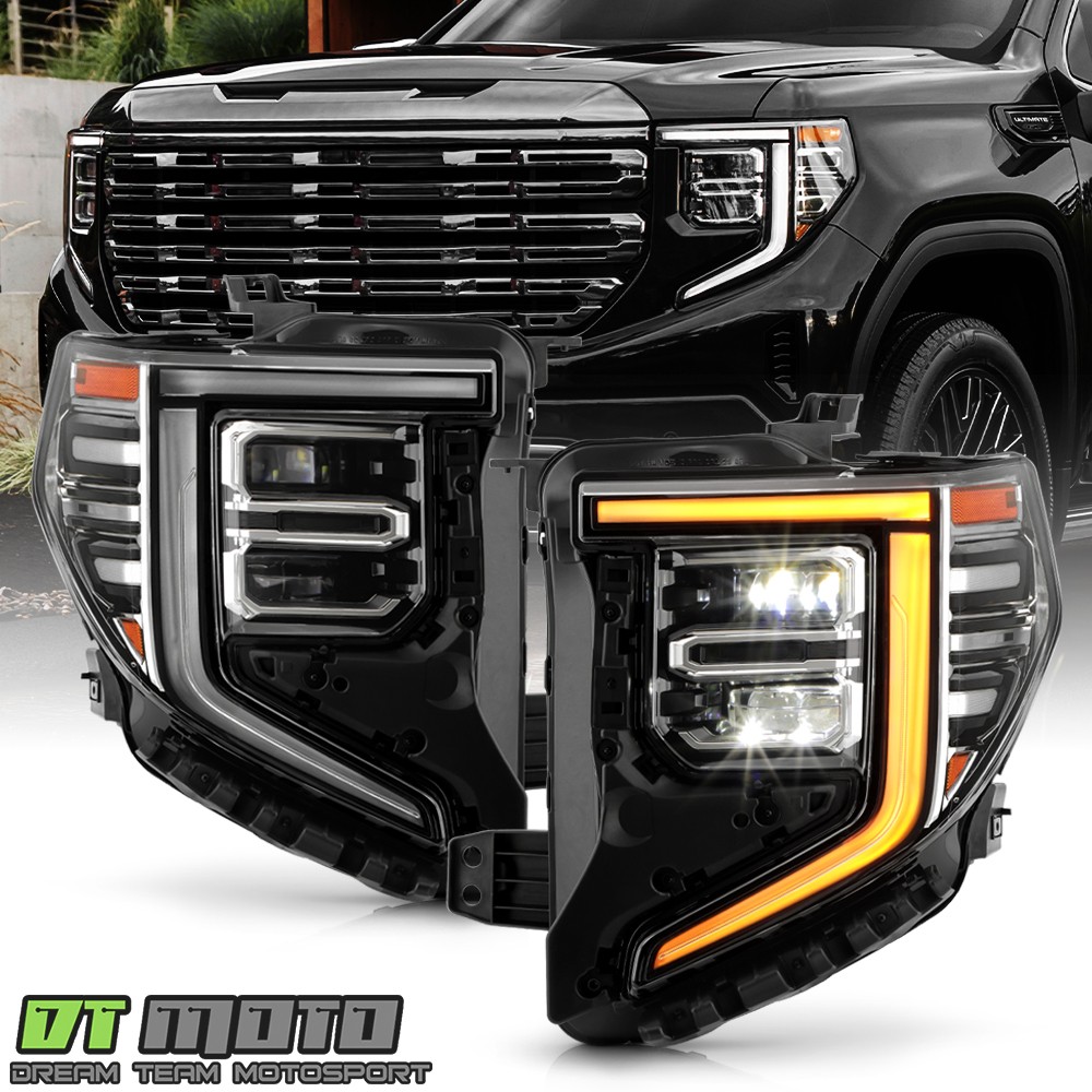 For 2022 2023 2024 GMC Sierra 1500 Chrome Bezel Full LED Headlights Headlamps For 2022 2023 2024 GMC Sierra 1500 Chrome Bezel Full LED Headlights Headlamps