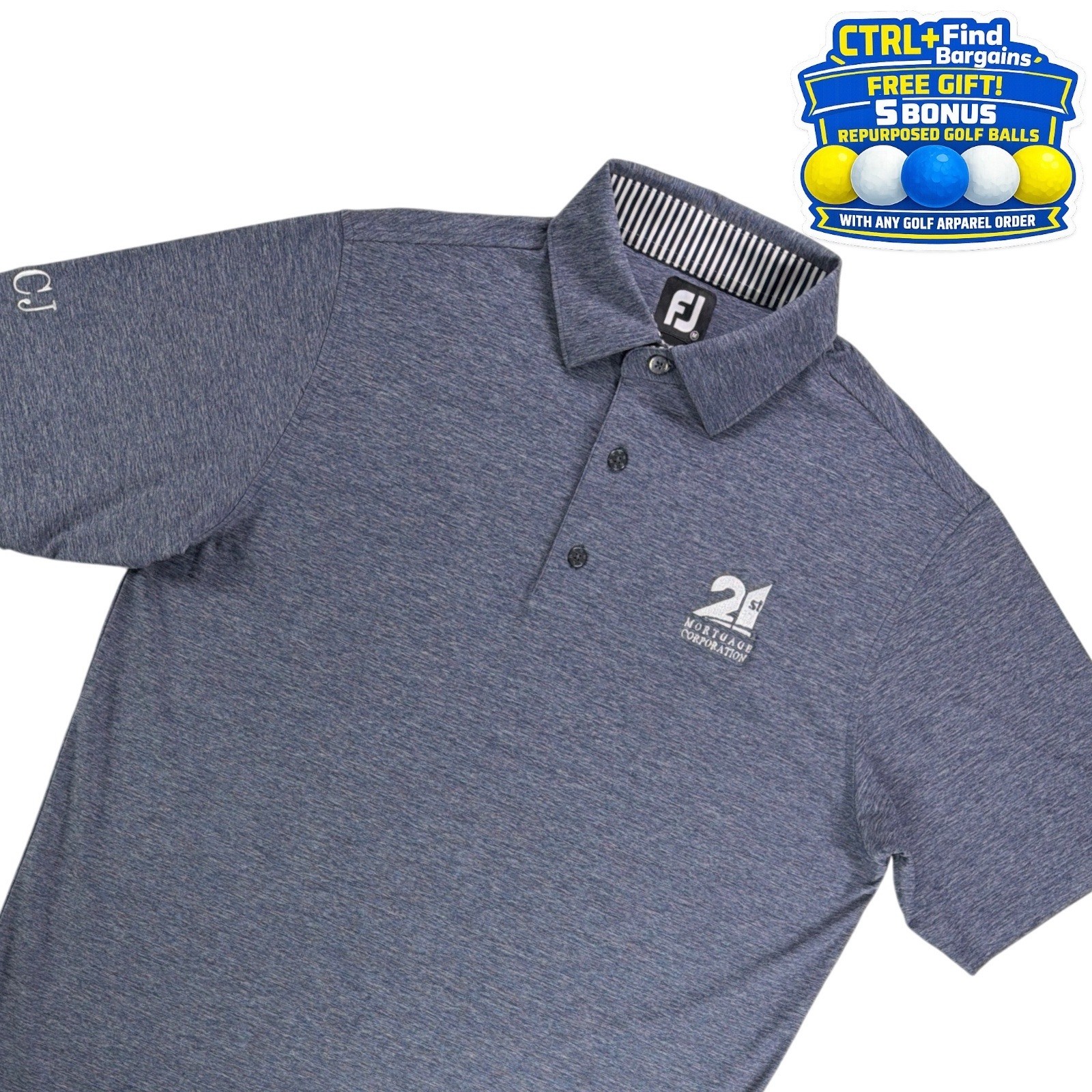 FootJoy ProDry Polo Heathered Polyester Navy Blue Men\'s Medium Golf
