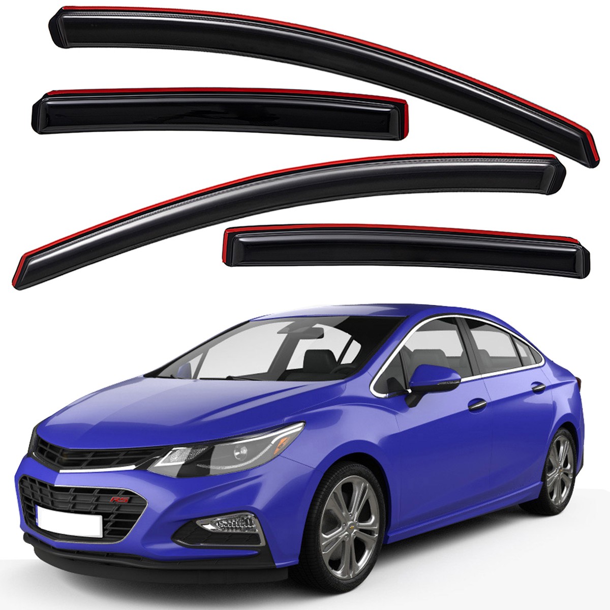 In-Channel Window Visors Sun Rain Guard Vent Shade for 2016-2019 Chevrolet Cruze