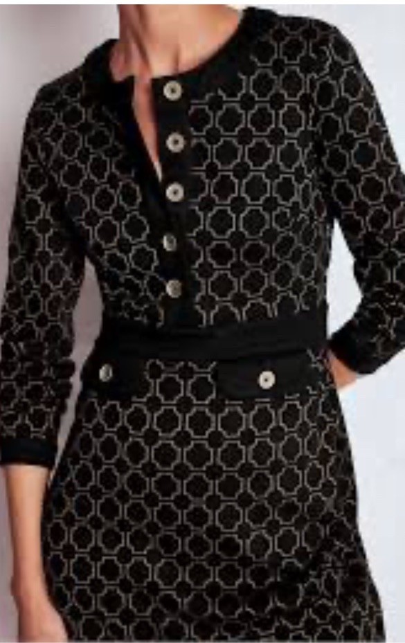 Boden Lavinia Black Button Detail Ottoman Shift Work Dress - Size 14 Boden Lavinia Black Button Detail Ottoman Shift Work Dress - Size 14