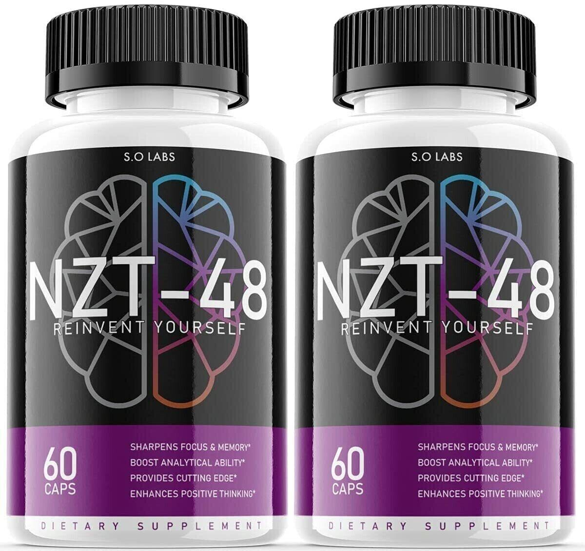 (2 Pack) NZT-48 Brain Booster, NZT-48 Limitless Focus Nootropic (120 Capsules)