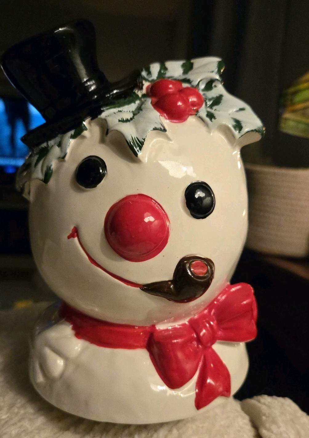 Large Vintage Christmas Kitsch Ceramic Snowman Japan Musical Turns Large Vintage Christmas Kitsch Ceramic Snowman Japan Musical Turns