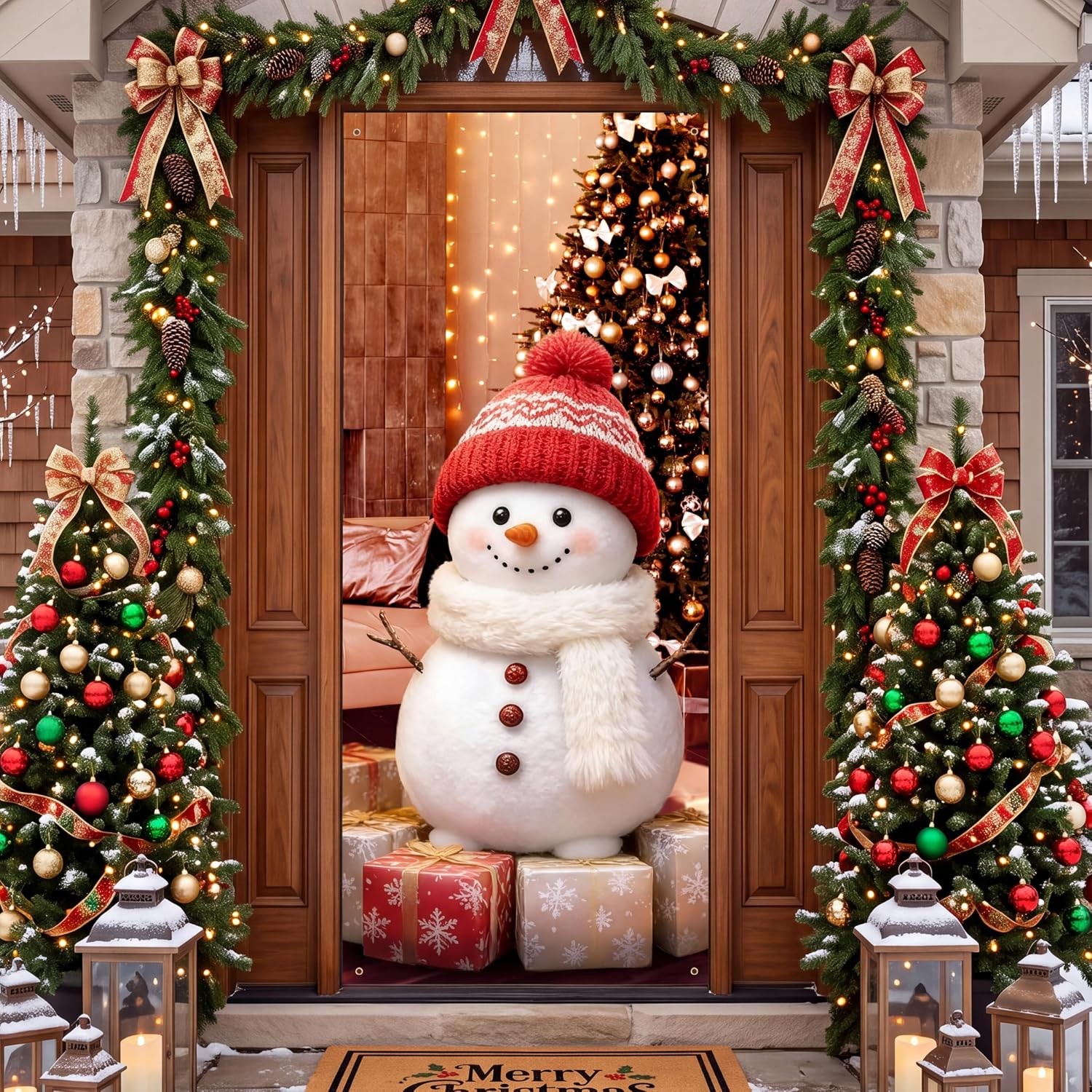 JOYIN 72Inch Snowman Door Cover, 6Ft Holiday Banner for Porch, Winter Xmas JOYIN 72Inch Snowman Door Cover, 6Ft Holiday Banner for Porch, Winter Xmas