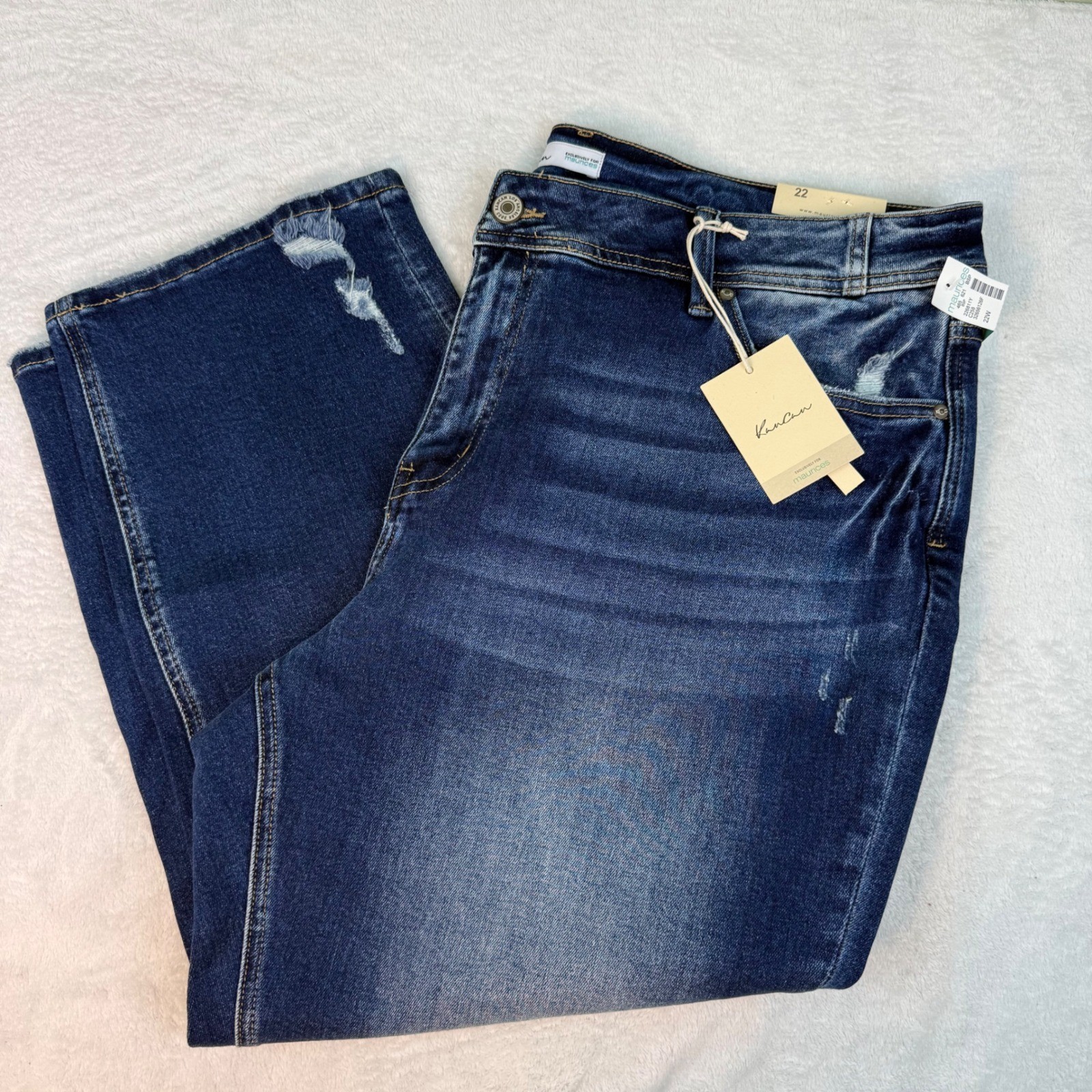 KanCan Maurices High Rise Straight Crop Jeans Distressed Blue 22W NEW KanCan Maurices High Rise Straight Crop Jeans Distressed Blue 22W NEW
