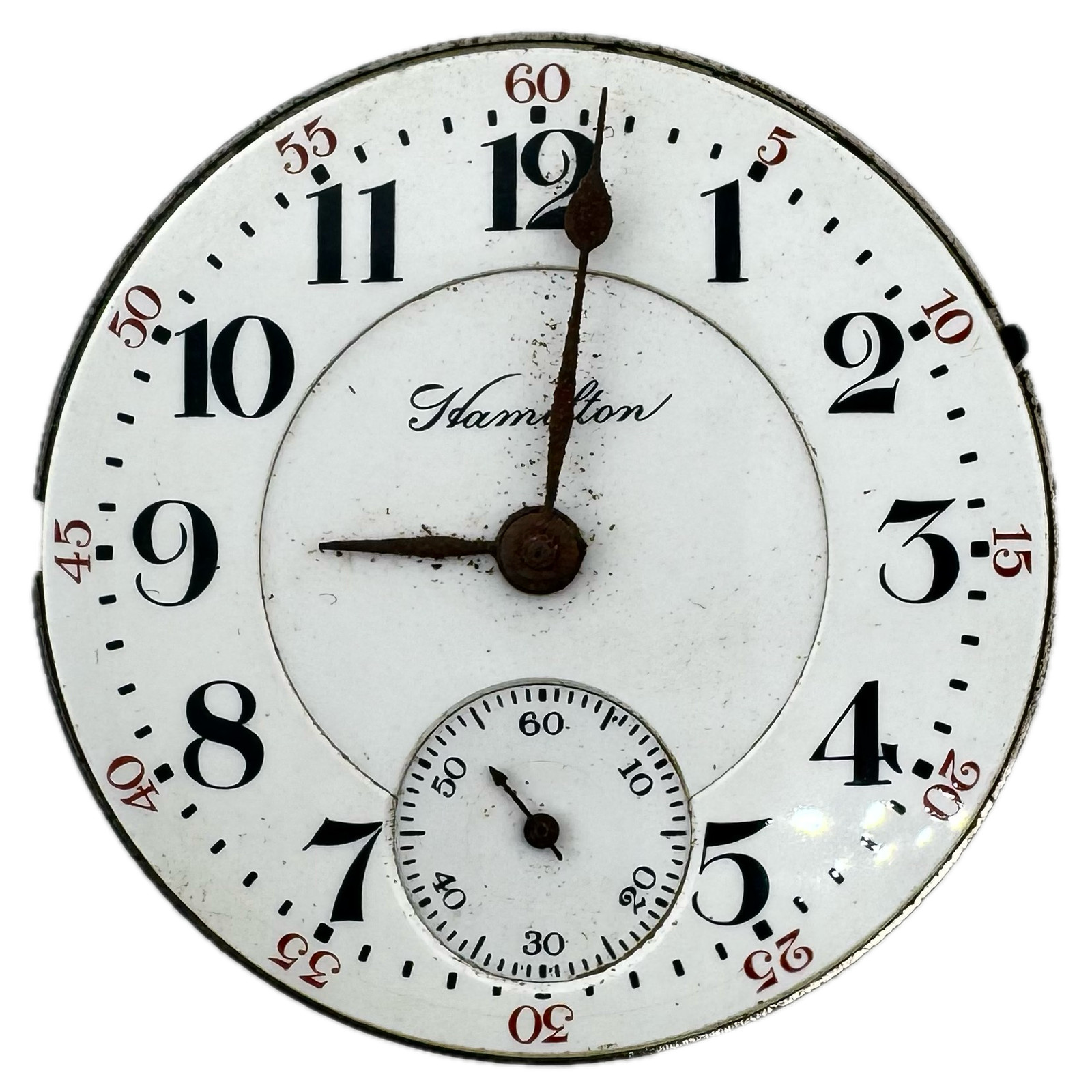 Antique 18s 1907 Hamilton Double Sunk Arabic Dial 17J Pocket Watch Movement 926 Antique 18s 1907 Hamilton Double Sunk Arabic Dial 17J Pocket Watch Movement 926