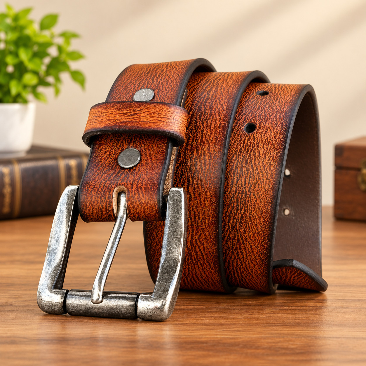 Distressed Cowhide Leather Belt Full Grain 1.5\ Distressed Cowhide Leather Belt Full Grain 1.5\