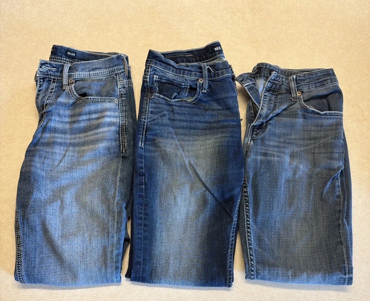 BKE Buckle Jake Straight Jeans Men Size 32X34 Blue Straight Leg Denim LOT 3 BKE Buckle Jake Straight Jeans Men Size 32X34 Blue Straight Leg Denim LOT 3