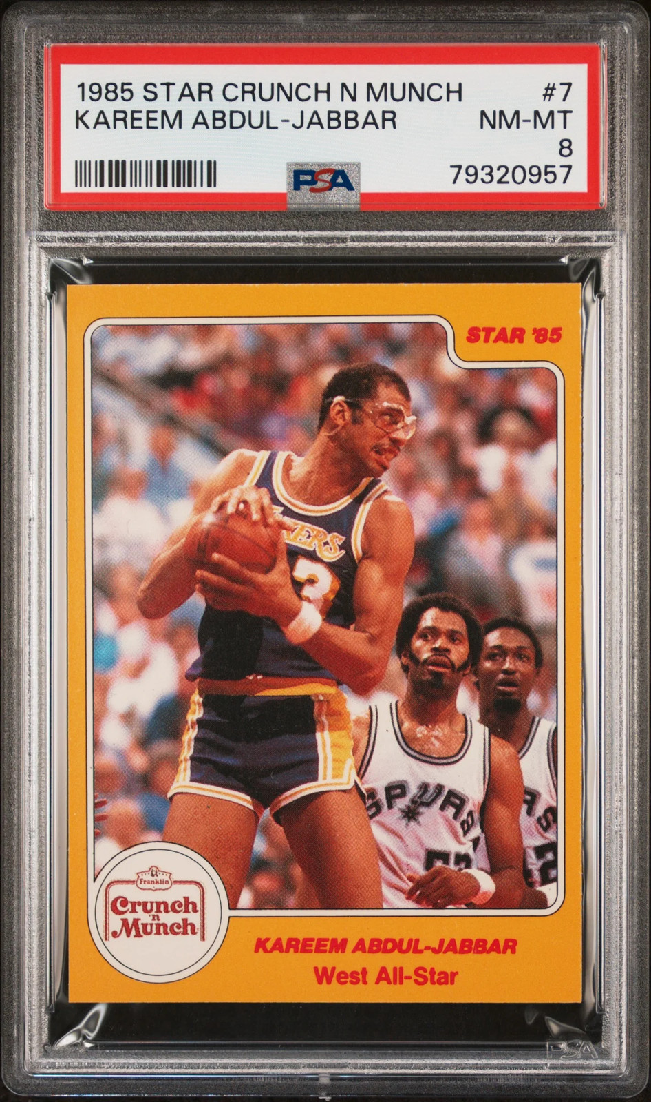 1985 Star Crunch N Munch Kareem Abdul-Jabbar #7 PSA 8 1985 Star Crunch N Munch Kareem Abdul-Jabbar #7 PSA 8