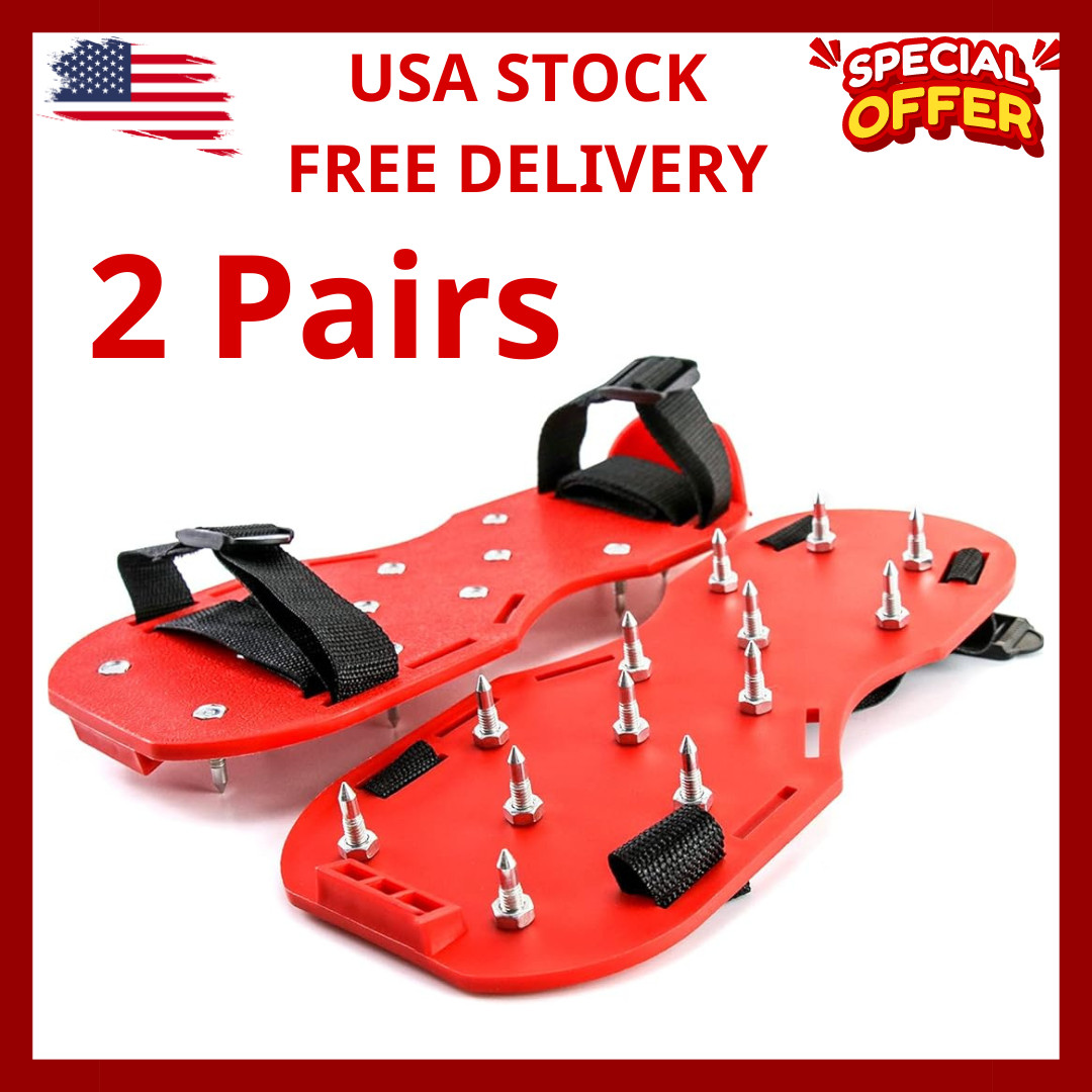 2 Pairs Spiked Shoes for Epoxy Floor Coating Installation w/ 2 Short Spikes 2 Pairs Spiked Shoes for Epoxy Floor Coating Installation w/ 2 Short Spikes