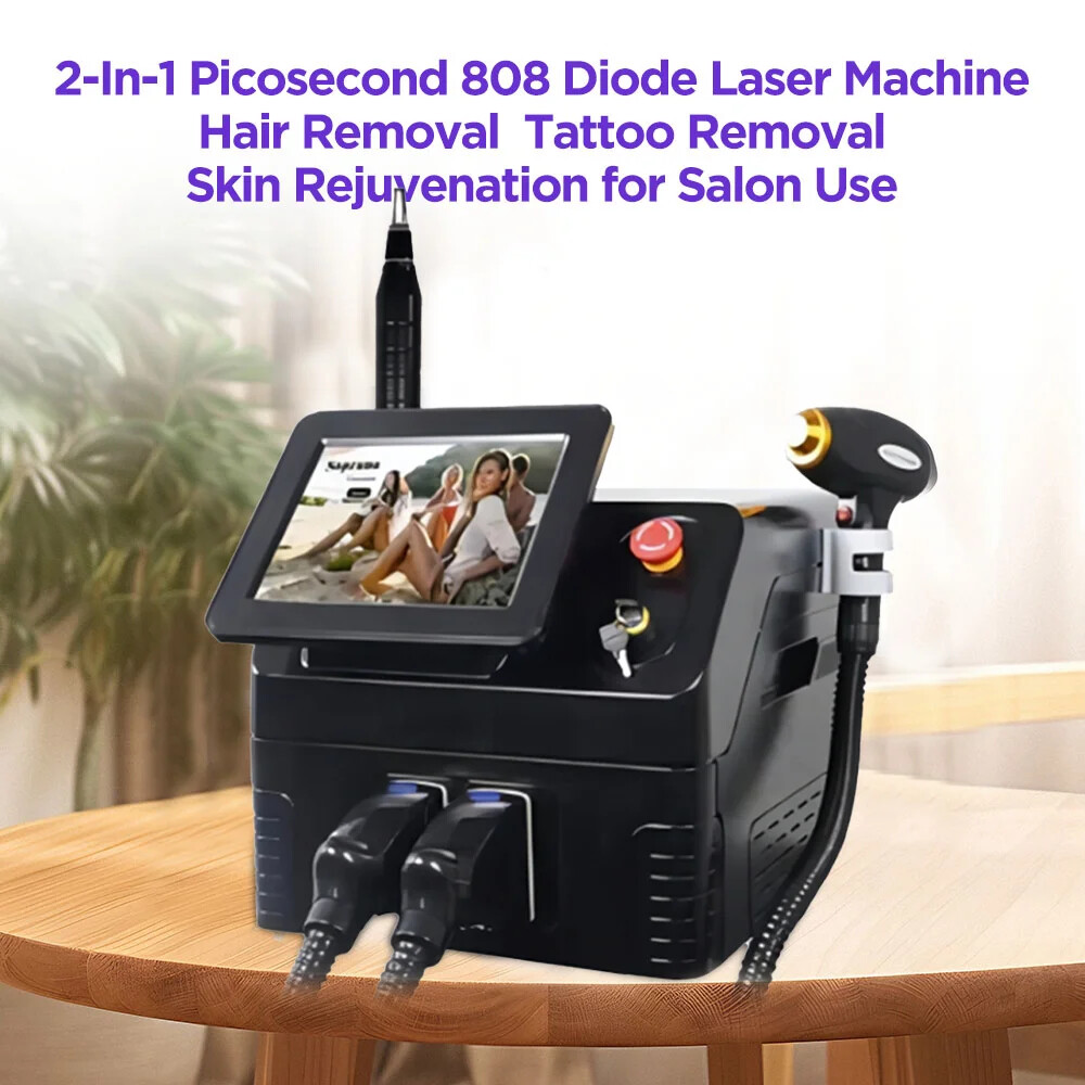 2 In 1 808nm Diode Laser Tattoo Hair Removal Nd Yag Laser Pico Laser Machine